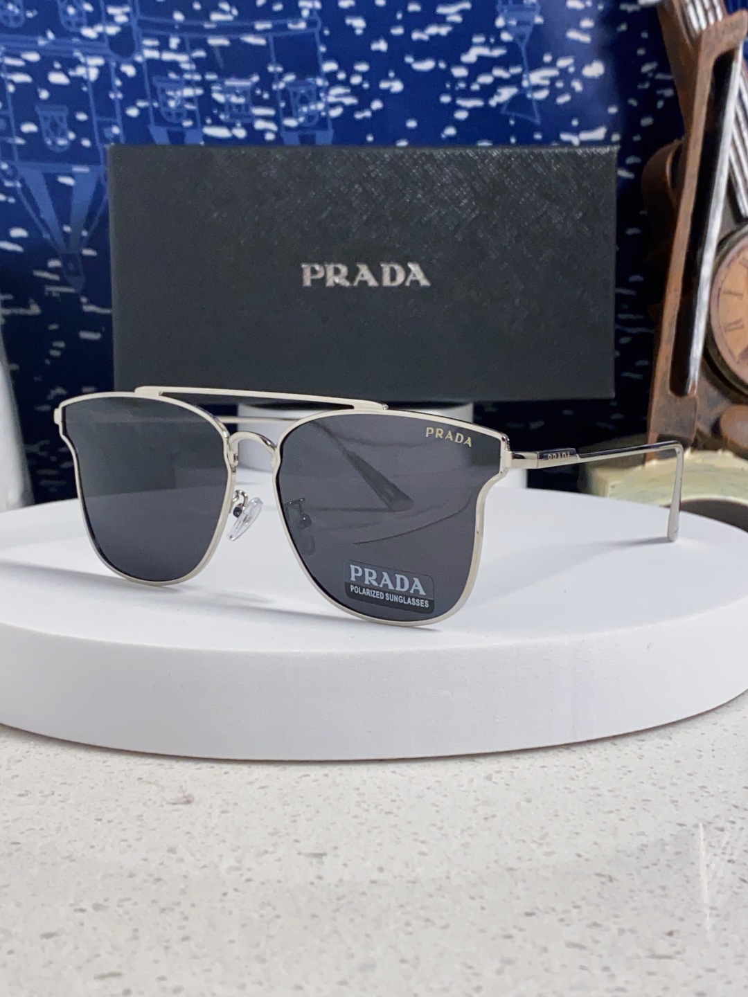 Prada普拉达 2025新款飞行员眼镜偏光太阳镜钓鱼出游驾驶墨镜男士开车专用 男女通用