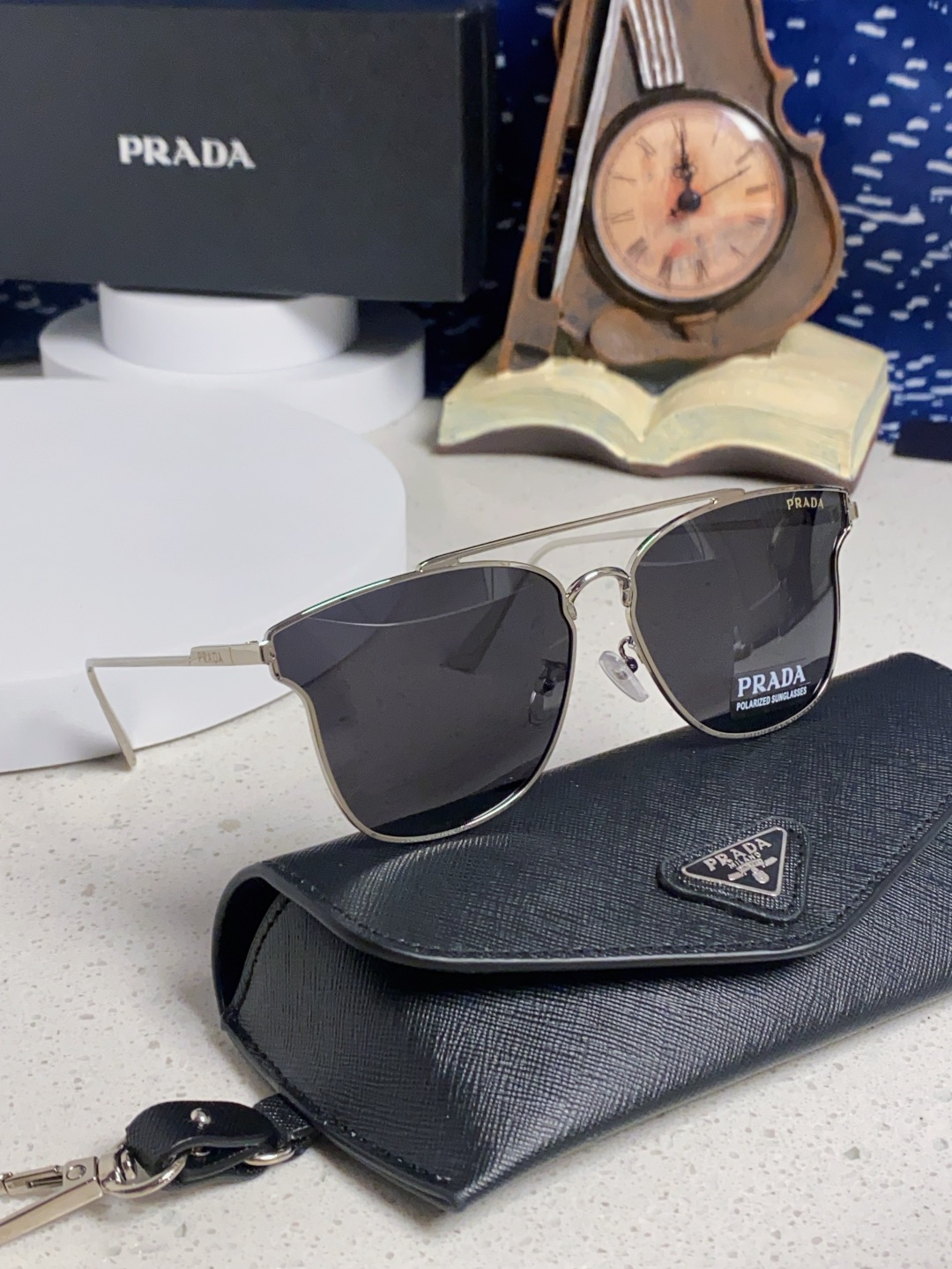 Prada普拉达 2025新款飞行员眼镜偏光太阳镜钓鱼出游驾驶墨镜男士开车专用 男女通用