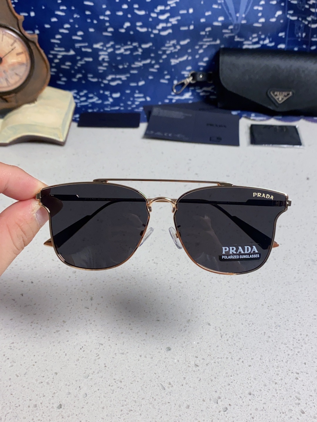Prada普拉达 2025新款飞行员眼镜偏光太阳镜钓鱼出游驾驶墨镜男士开车专用 男女通用