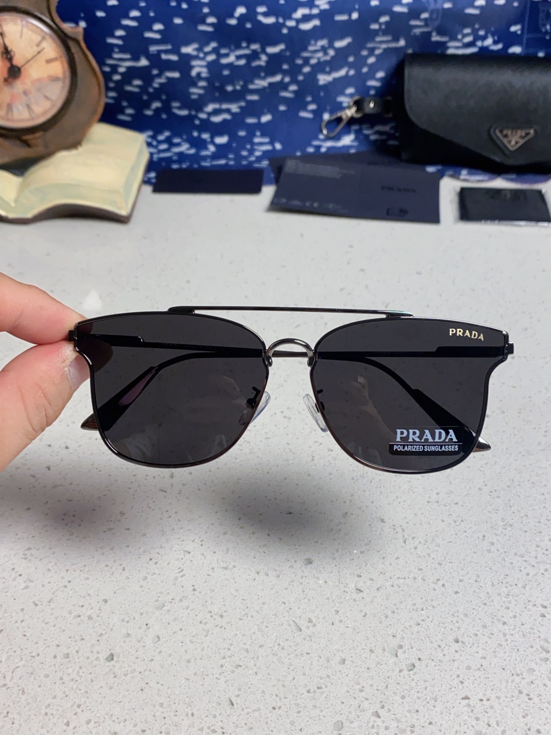 Prada普拉达 2025新款飞行员眼镜偏光太阳镜钓鱼出游驾驶墨镜男士开车专用 男女通用