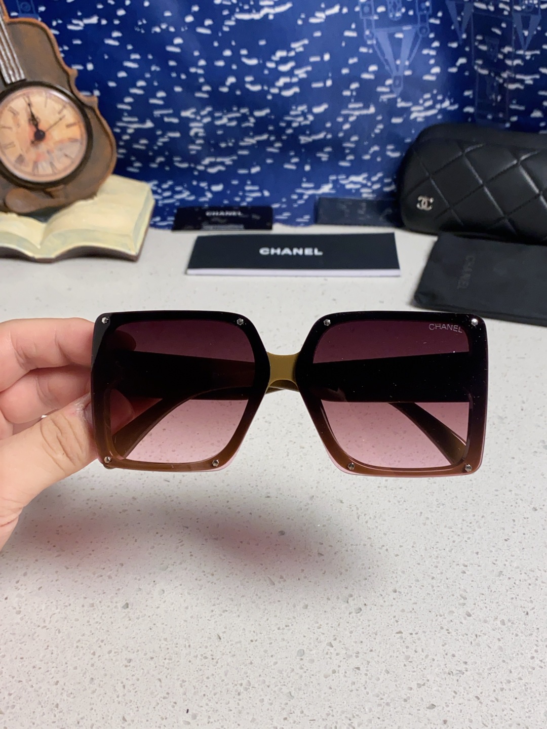 Chanel香奈儿 2025新款高级感星空方形大框偏光墨镜女气质优雅防紫外线太阳镜街拍开车