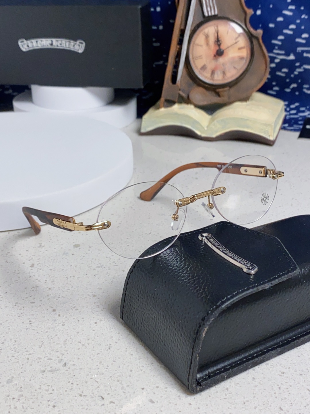 Chrome Hearts克罗心 小众百搭欲无框近视眼镜男女时尚超轻黑银圆形防蓝光男女通用