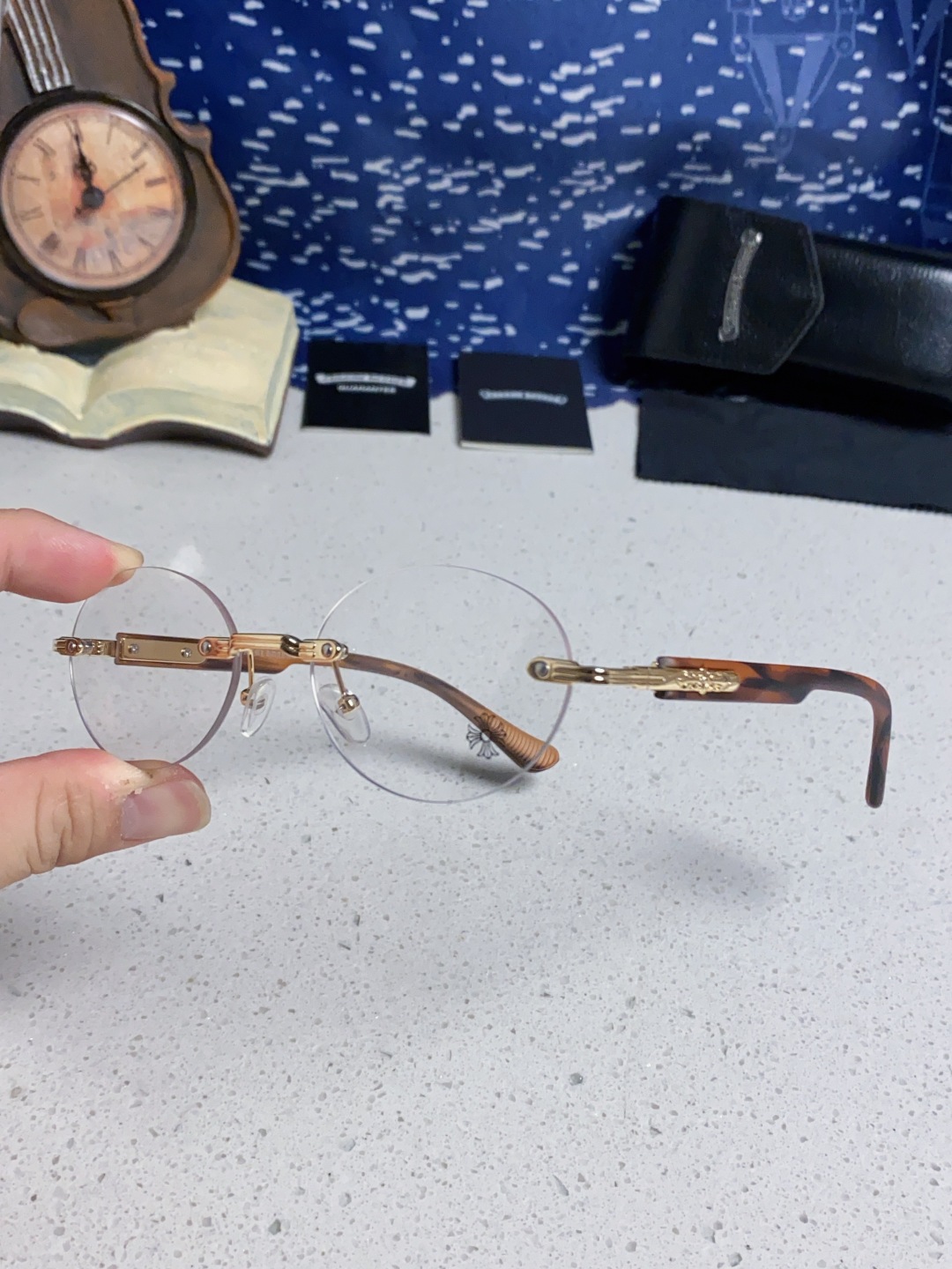 Chrome Hearts克罗心 小众百搭欲无框近视眼镜男女时尚超轻黑银圆形防蓝光男女通用