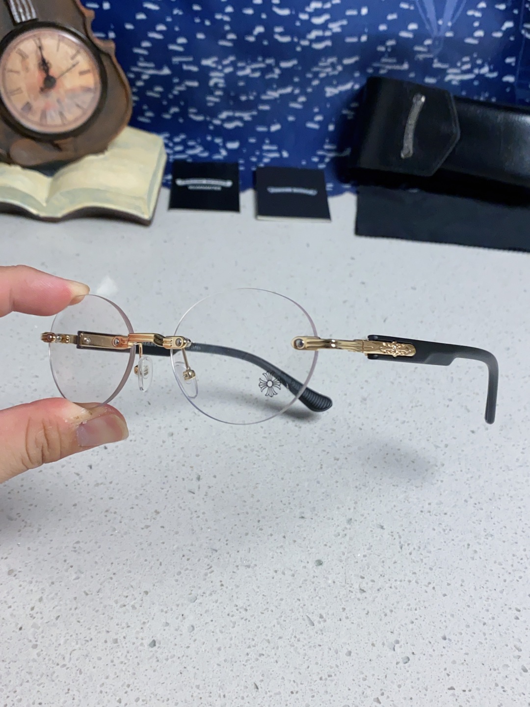 Chrome Hearts克罗心 小众百搭欲无框近视眼镜男女时尚超轻黑银圆形防蓝光男女通用