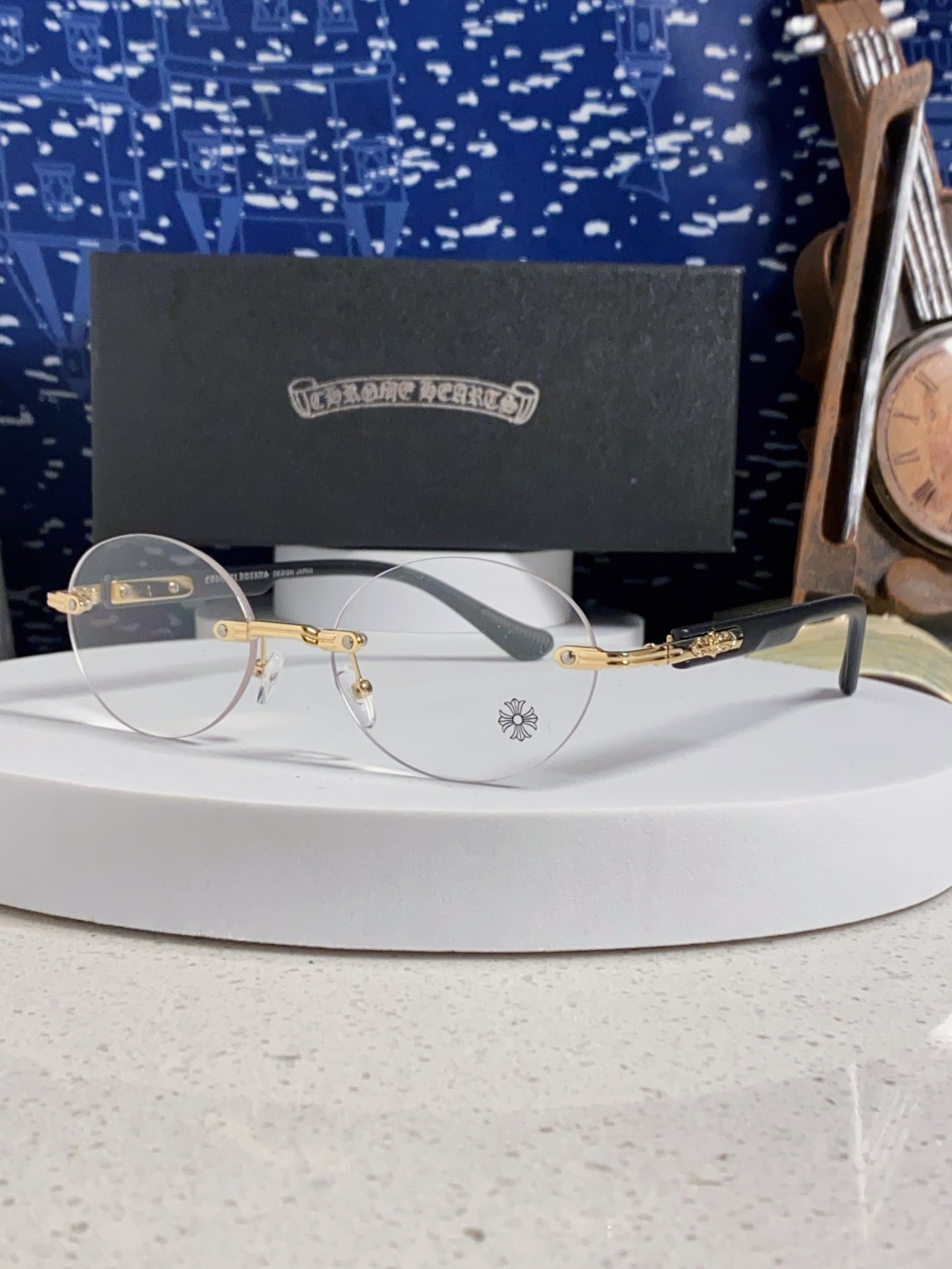 Chrome Hearts克罗心 小众百搭欲无框近视眼镜男女时尚超轻黑银圆形防蓝光男女通用