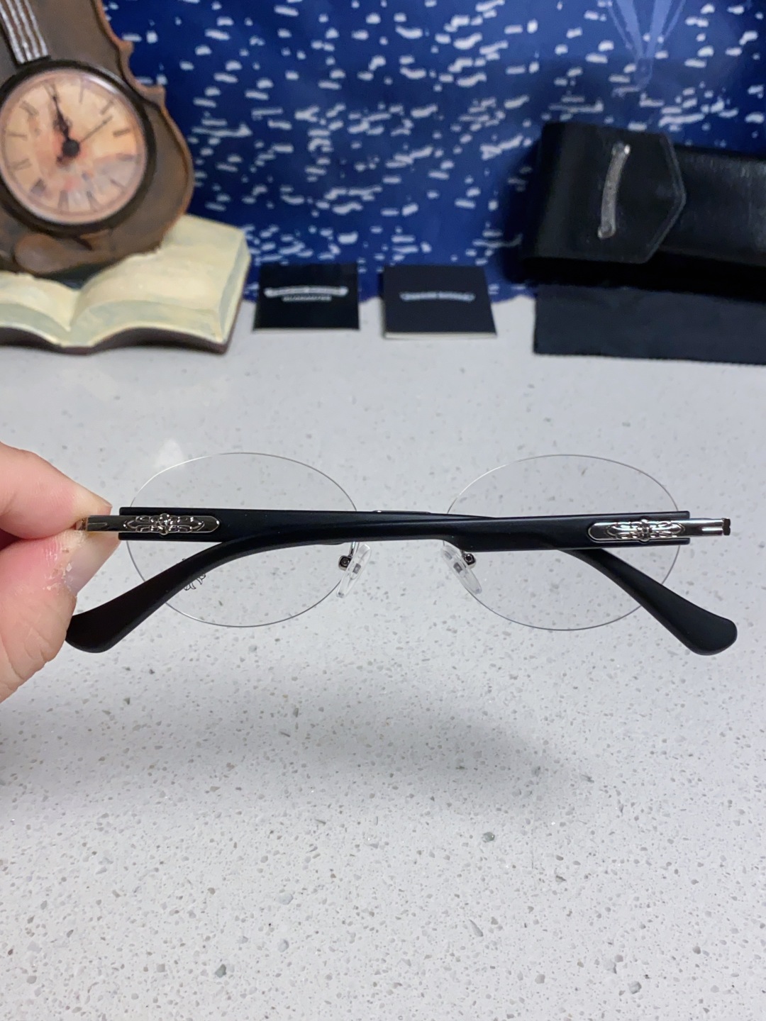 Chrome Hearts克罗心 小众百搭欲无框近视眼镜男女时尚超轻黑银圆形防蓝光男女通用