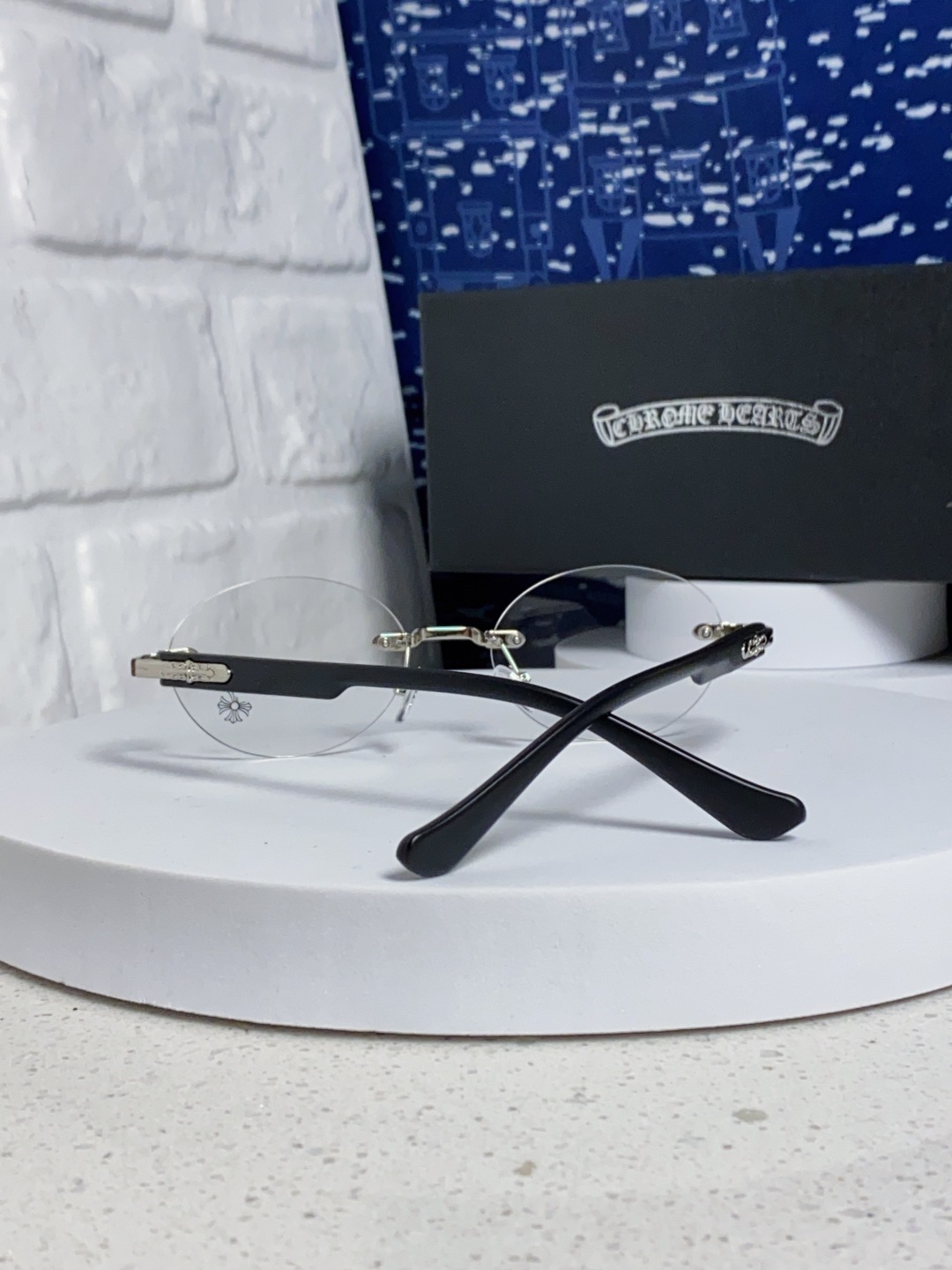 Chrome Hearts克罗心 小众百搭欲无框近视眼镜男女时尚超轻黑银圆形防蓝光男女通用