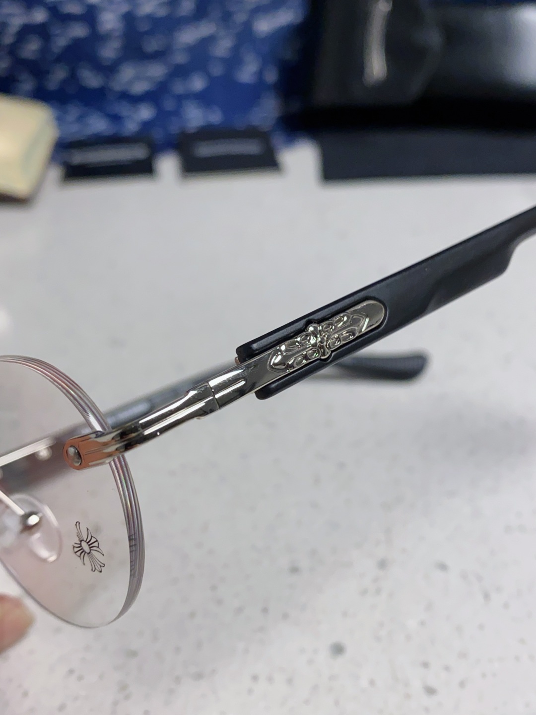 Chrome Hearts克罗心 小众百搭欲无框近视眼镜男女时尚超轻黑银圆形防蓝光男女通用