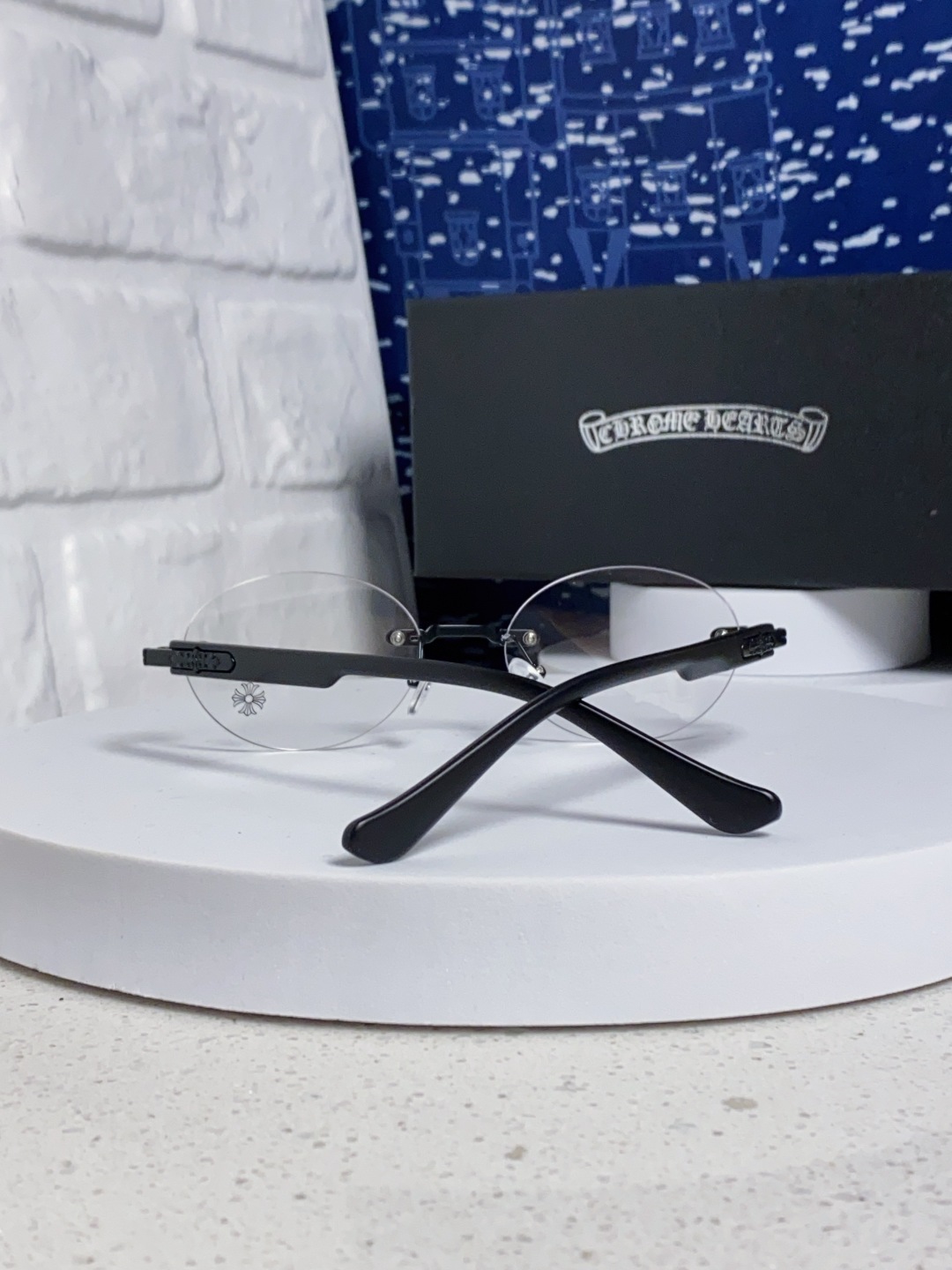 Chrome Hearts克罗心 小众百搭欲无框近视眼镜男女时尚超轻黑银圆形防蓝光男女通用