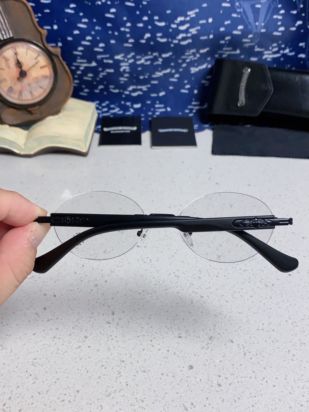 Chrome Hearts克罗心 小众百搭欲无框近视眼镜男女时尚超轻黑银圆形防蓝光男女通用