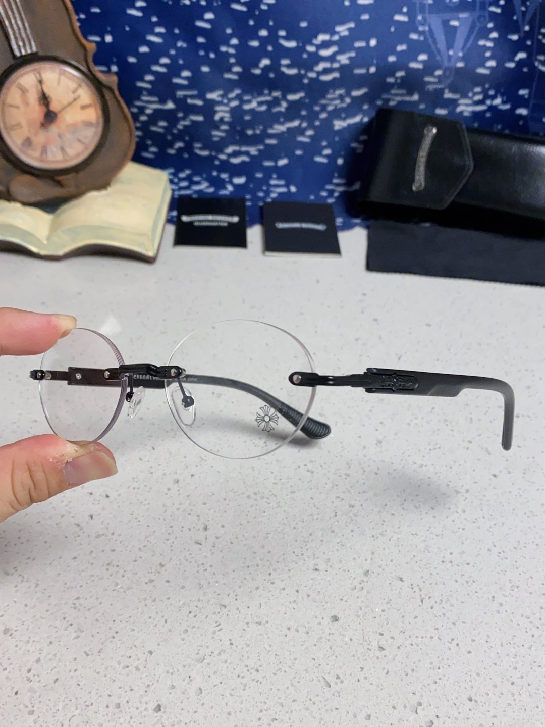 Chrome Hearts克罗心 小众百搭欲无框近视眼镜男女时尚超轻黑银圆形防蓝光男女通用