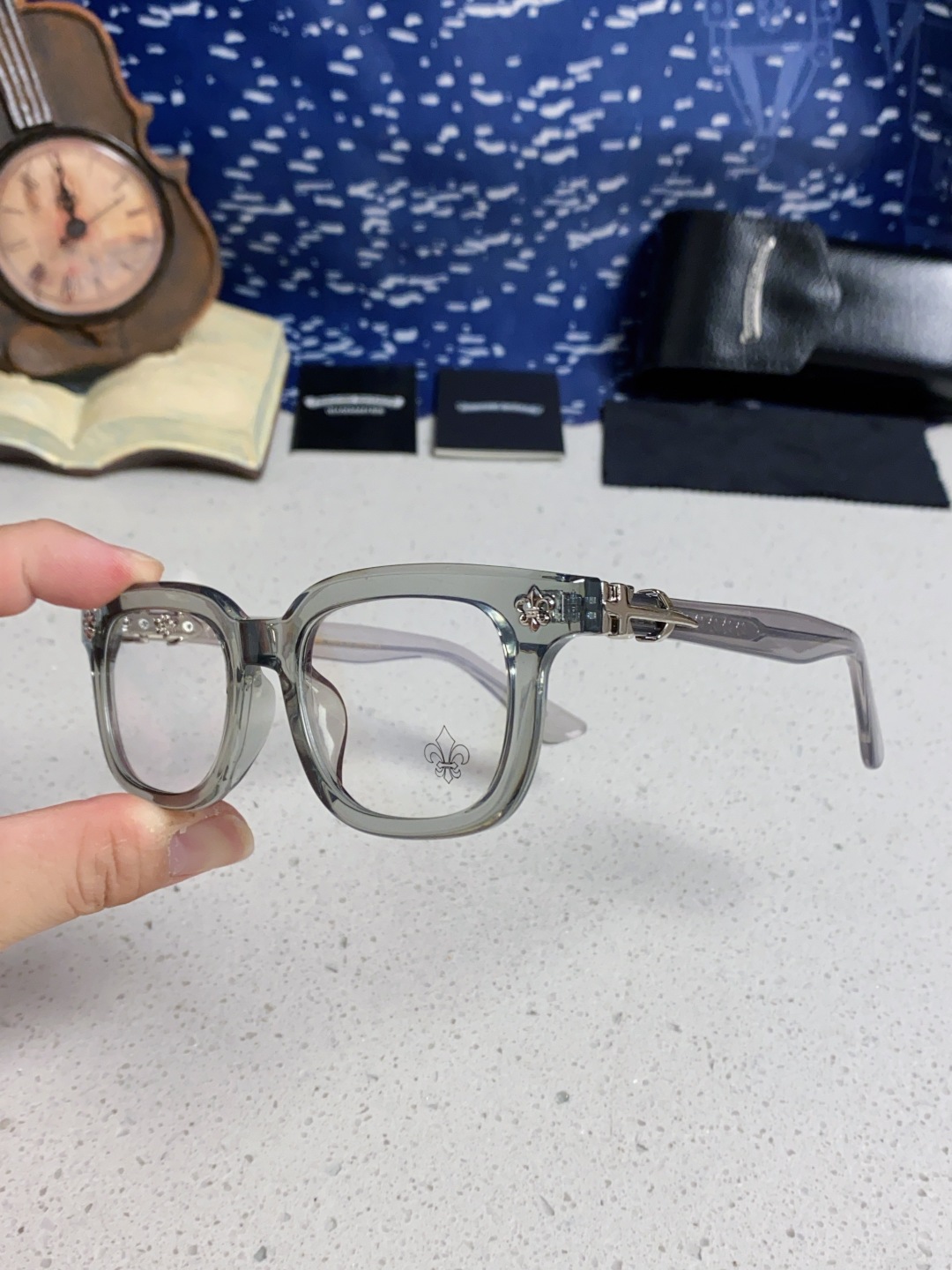 Chrome Hearts克罗心 2025新款粗框眼镜框男女复古超轻大框韩版高品质近视眼镜架十字刀配饰