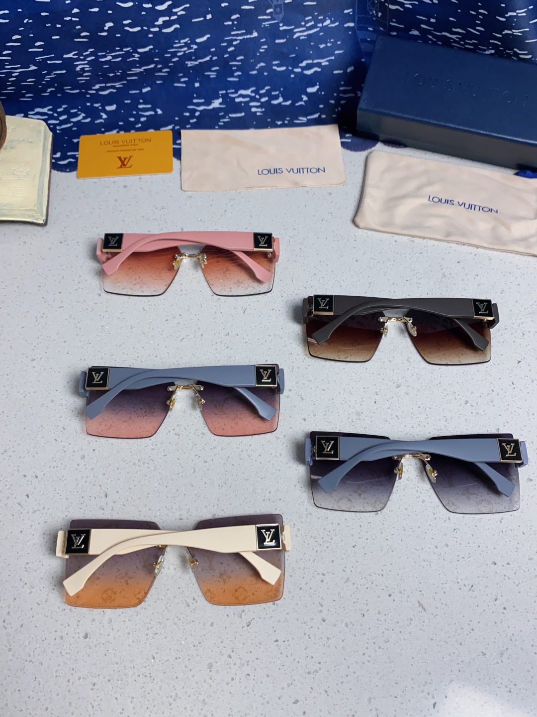 LouisVuittion路易威登 2025新款韩版时尚无框切边大框圆脸墨镜星空边网红防紫外线优雅方形太