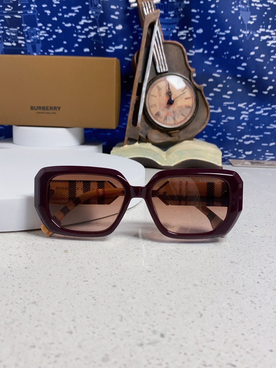 Burberry巴宝莉 2025新款扁框墨镜男款太阳镜潮流百搭遮阳神器防晒眼镜女士眼镜