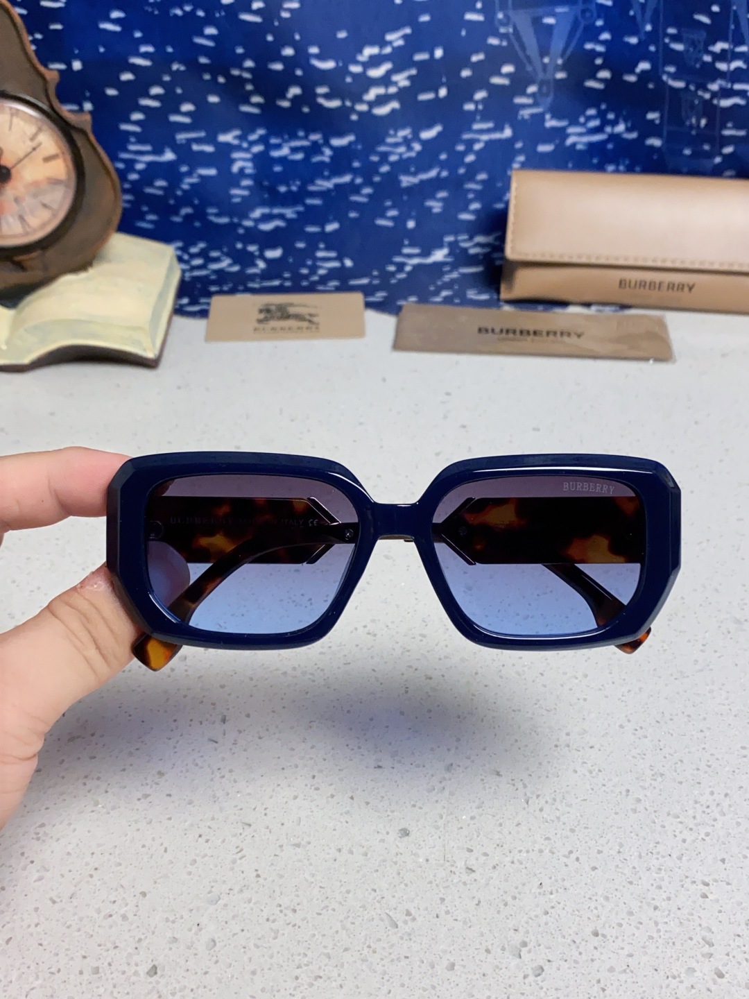 Burberry巴宝莉 2025新款扁框墨镜男款太阳镜潮流百搭遮阳神器防晒眼镜女士眼镜