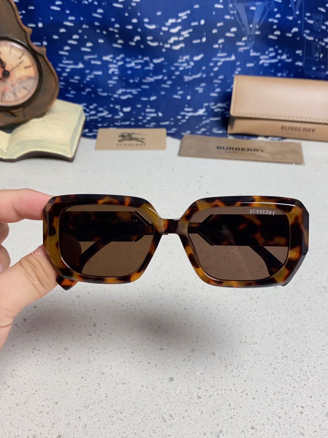 Burberry巴宝莉 2025新款扁框墨镜男款太阳镜潮流百搭遮阳神器防晒眼镜女士眼镜