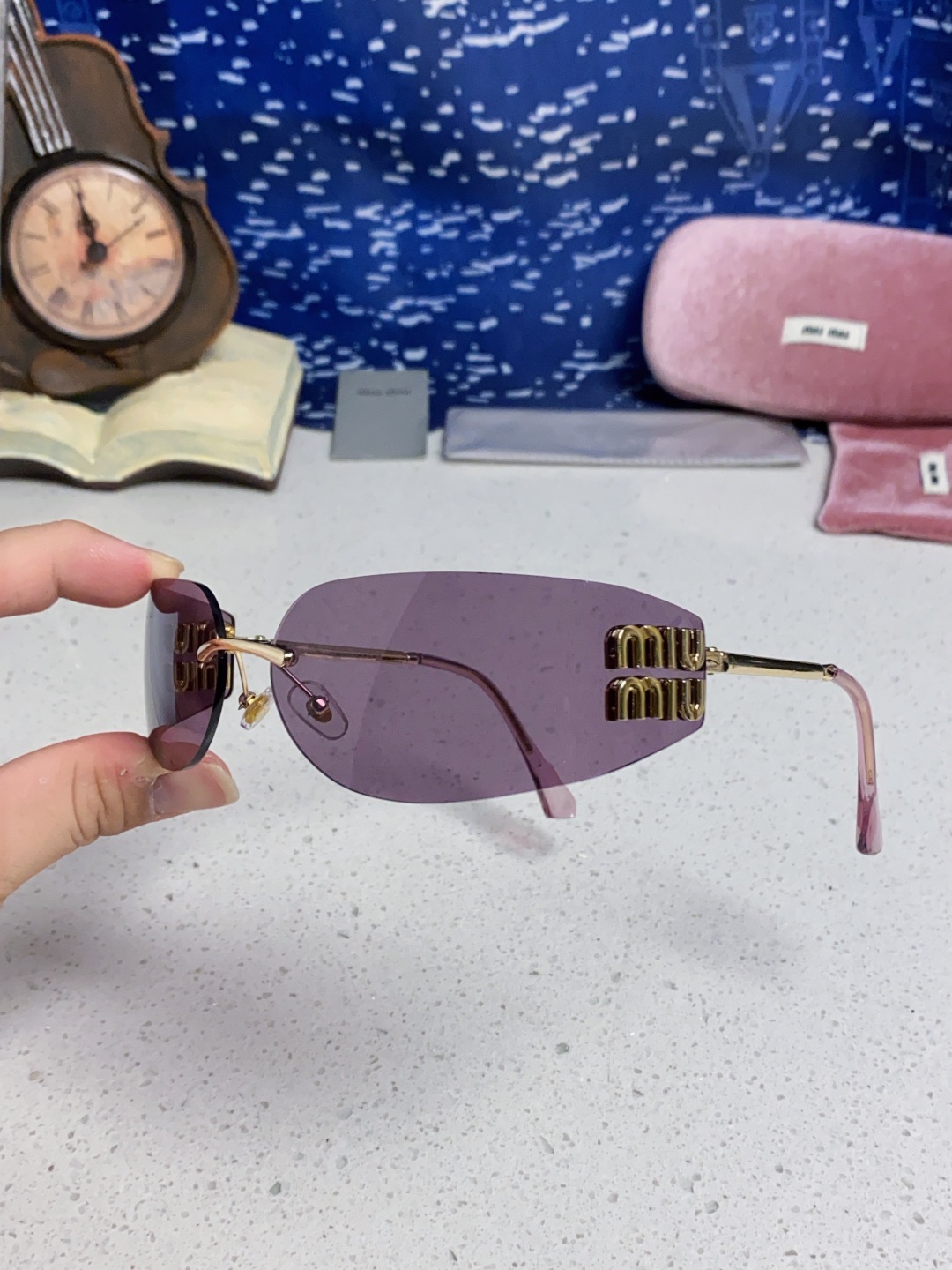 MiuMiu缪缪 张元英同款墨镜太阳镜张元英同款女大小姐千金风墨镜网红ins素颜 OMU A51S