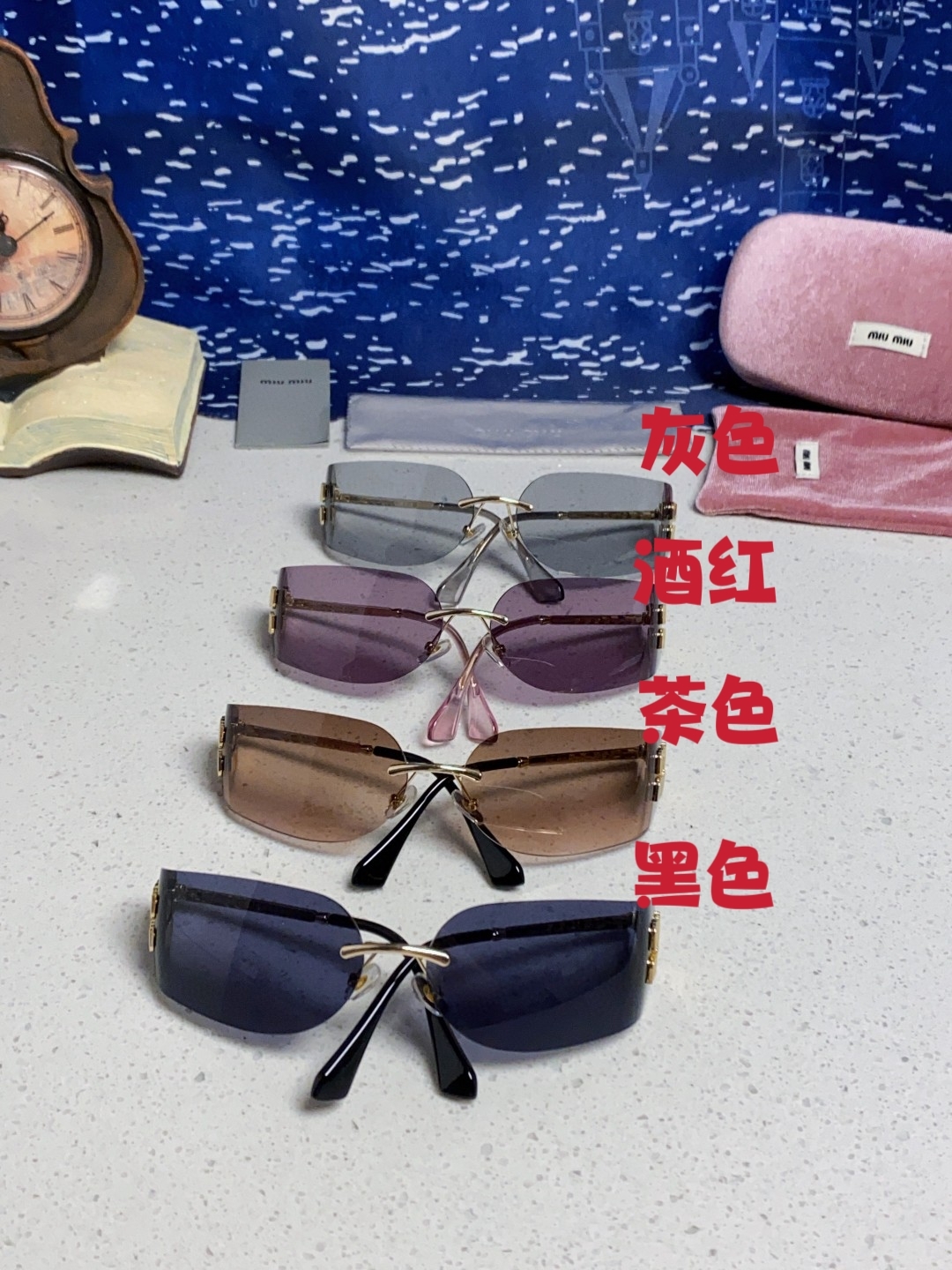 MiuMiu缪缪 张元英同款墨镜太阳镜张元英同款女大小姐千金风墨镜网红ins素颜 OMU A51S