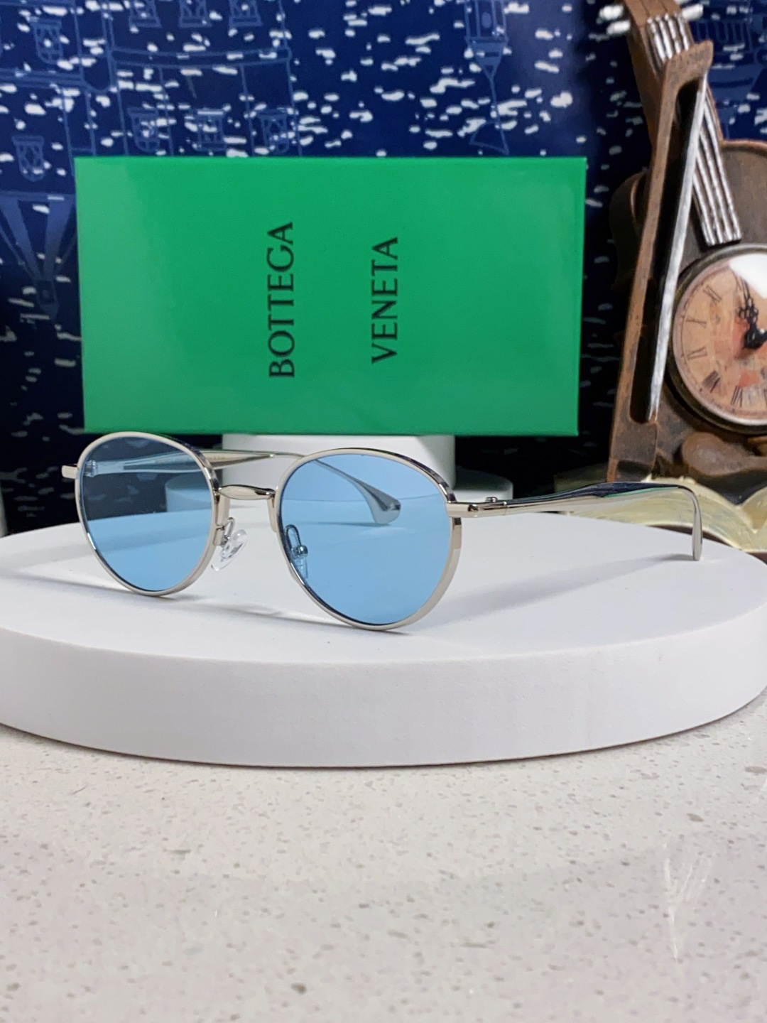 Bottega Veneta宝缇嘉 欧美时尚椭圆小框墨镜金属镜框跨境气质高级感轻奢太阳镜男女士眼镜 BV