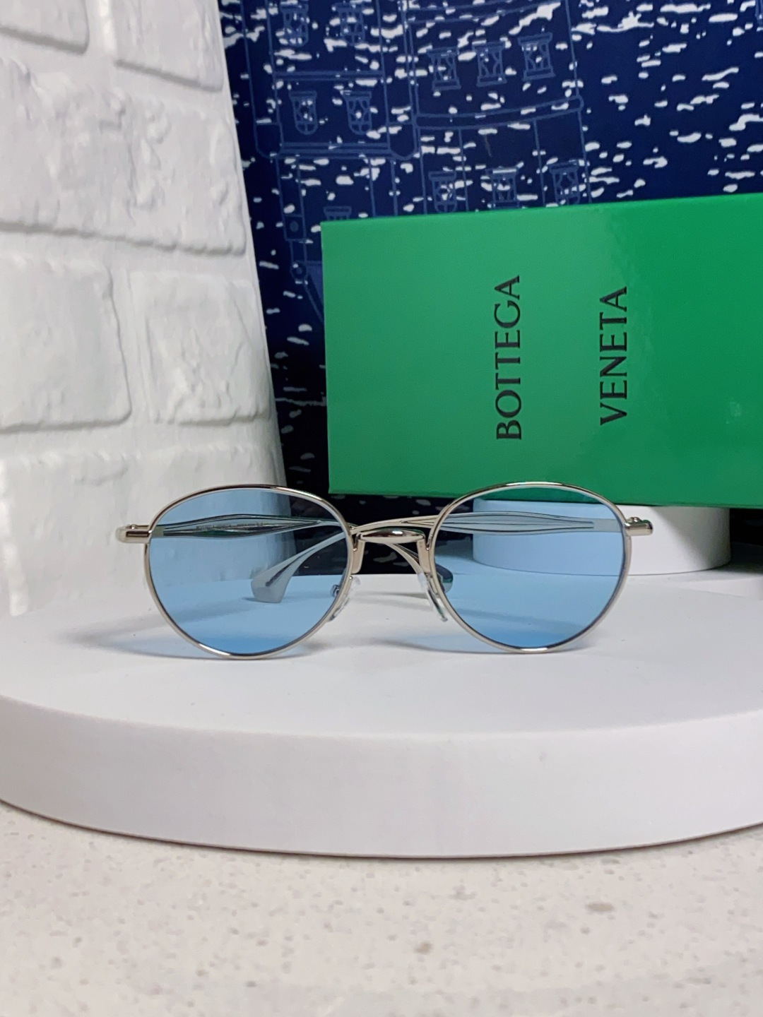 Bottega Veneta宝缇嘉 欧美时尚椭圆小框墨镜金属镜框跨境气质高级感轻奢太阳镜男女士眼镜 BV