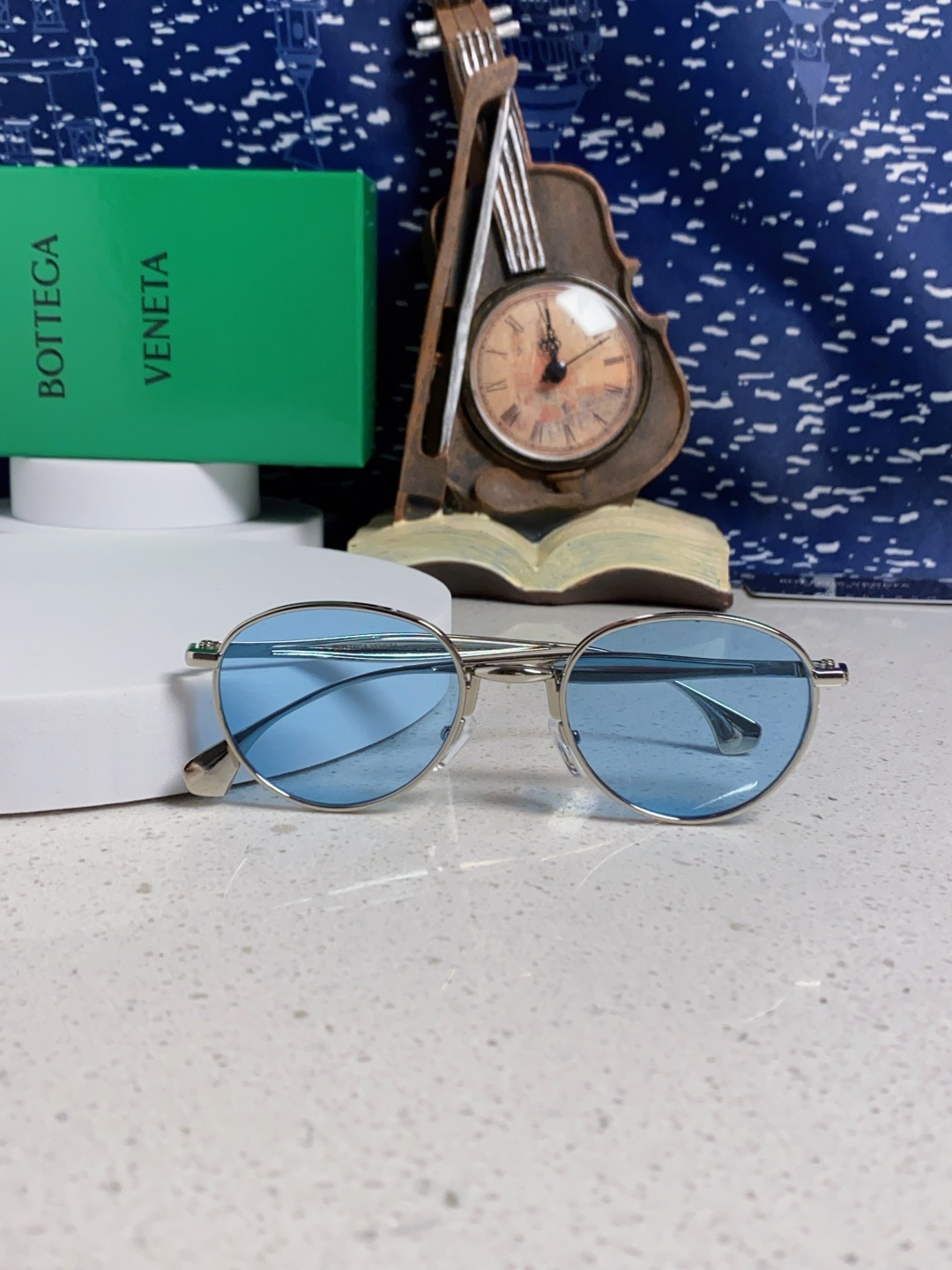 Bottega Veneta宝缇嘉 欧美时尚椭圆小框墨镜金属镜框跨境气质高级感轻奢太阳镜男女士眼镜 BV