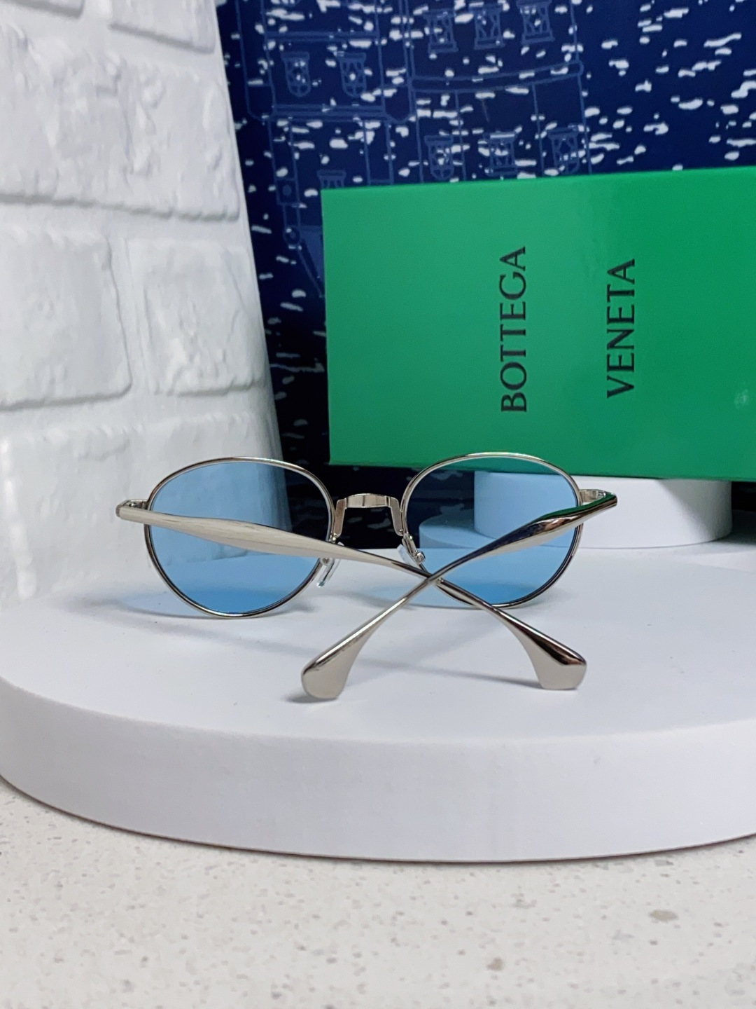 Bottega Veneta宝缇嘉 欧美时尚椭圆小框墨镜金属镜框跨境气质高级感轻奢太阳镜男女士眼镜 BV