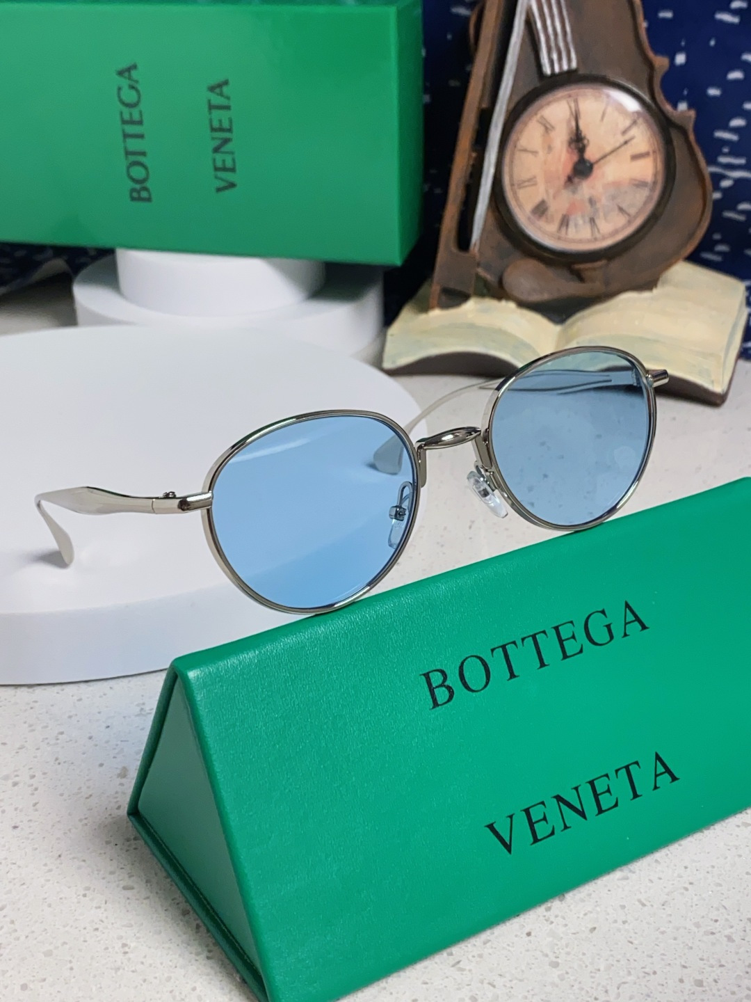 Bottega Veneta宝缇嘉 欧美时尚椭圆小框墨镜金属镜框跨境气质高级感轻奢太阳镜男女士眼镜 BV