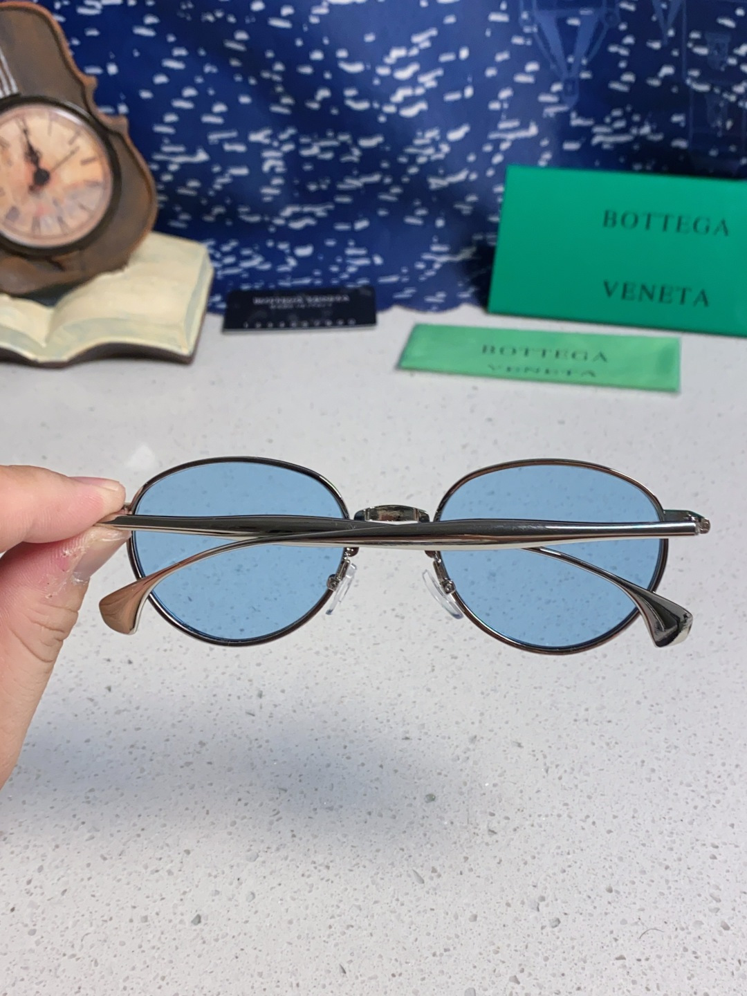 Bottega Veneta宝缇嘉 欧美时尚椭圆小框墨镜金属镜框跨境气质高级感轻奢太阳镜男女士眼镜 BV