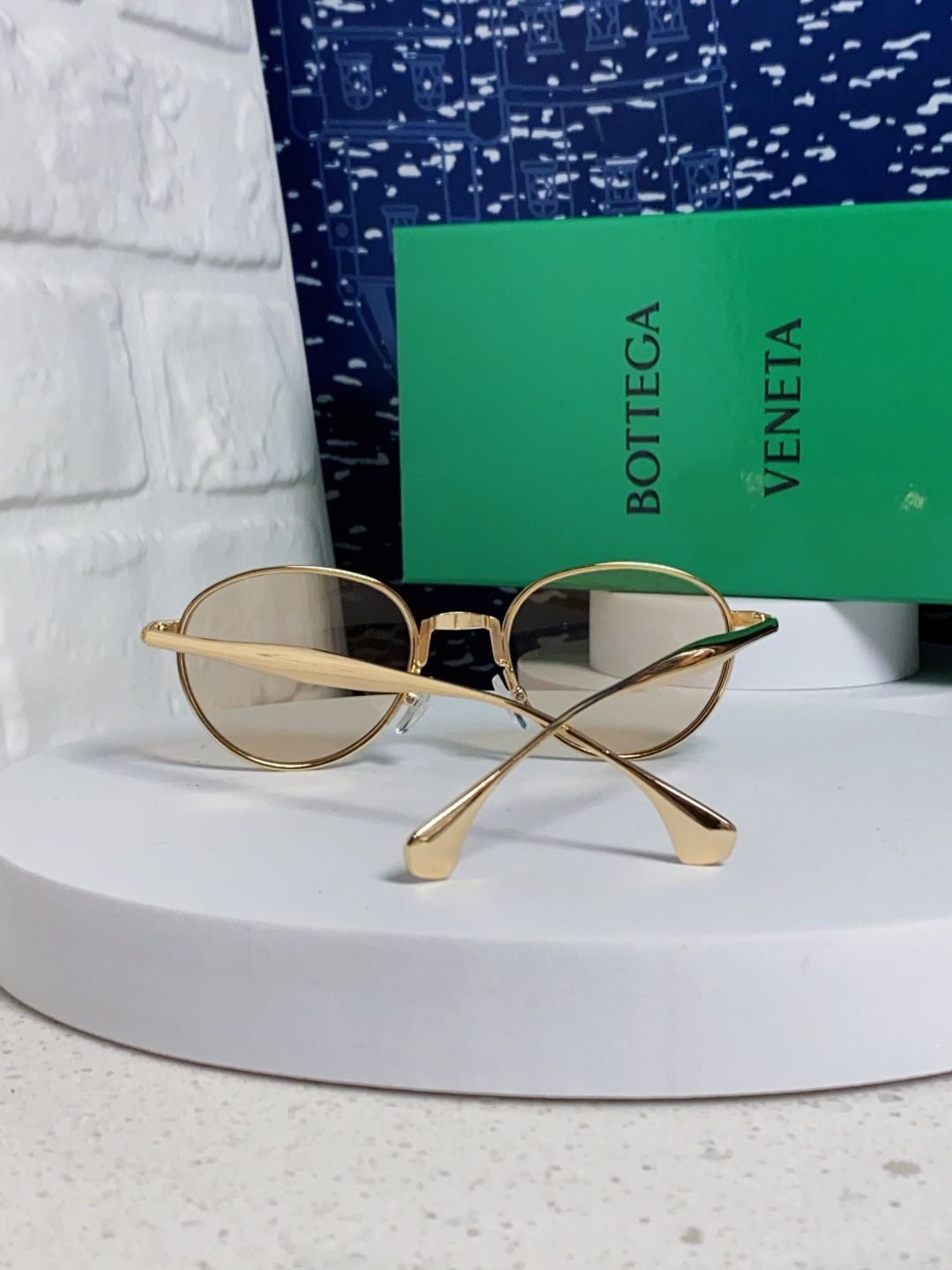 Bottega Veneta宝缇嘉 欧美时尚椭圆小框墨镜金属镜框跨境气质高级感轻奢太阳镜男女士眼镜 BV