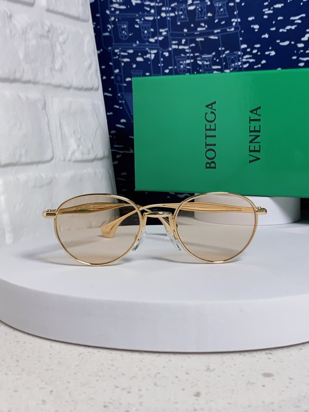 Bottega Veneta宝缇嘉 欧美时尚椭圆小框墨镜金属镜框跨境气质高级感轻奢太阳镜男女士眼镜 BV