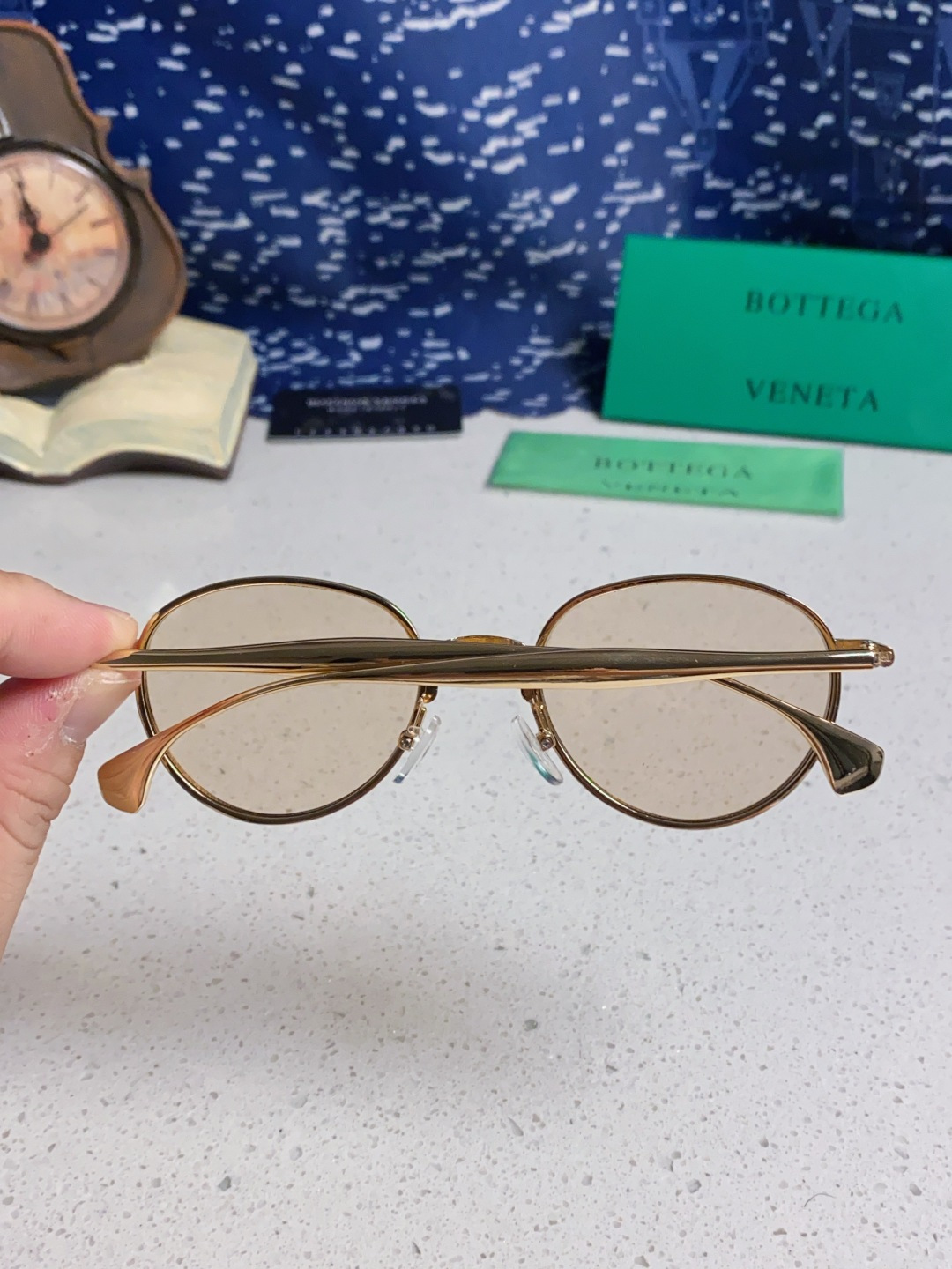 Bottega Veneta宝缇嘉 欧美时尚椭圆小框墨镜金属镜框跨境气质高级感轻奢太阳镜男女士眼镜 BV