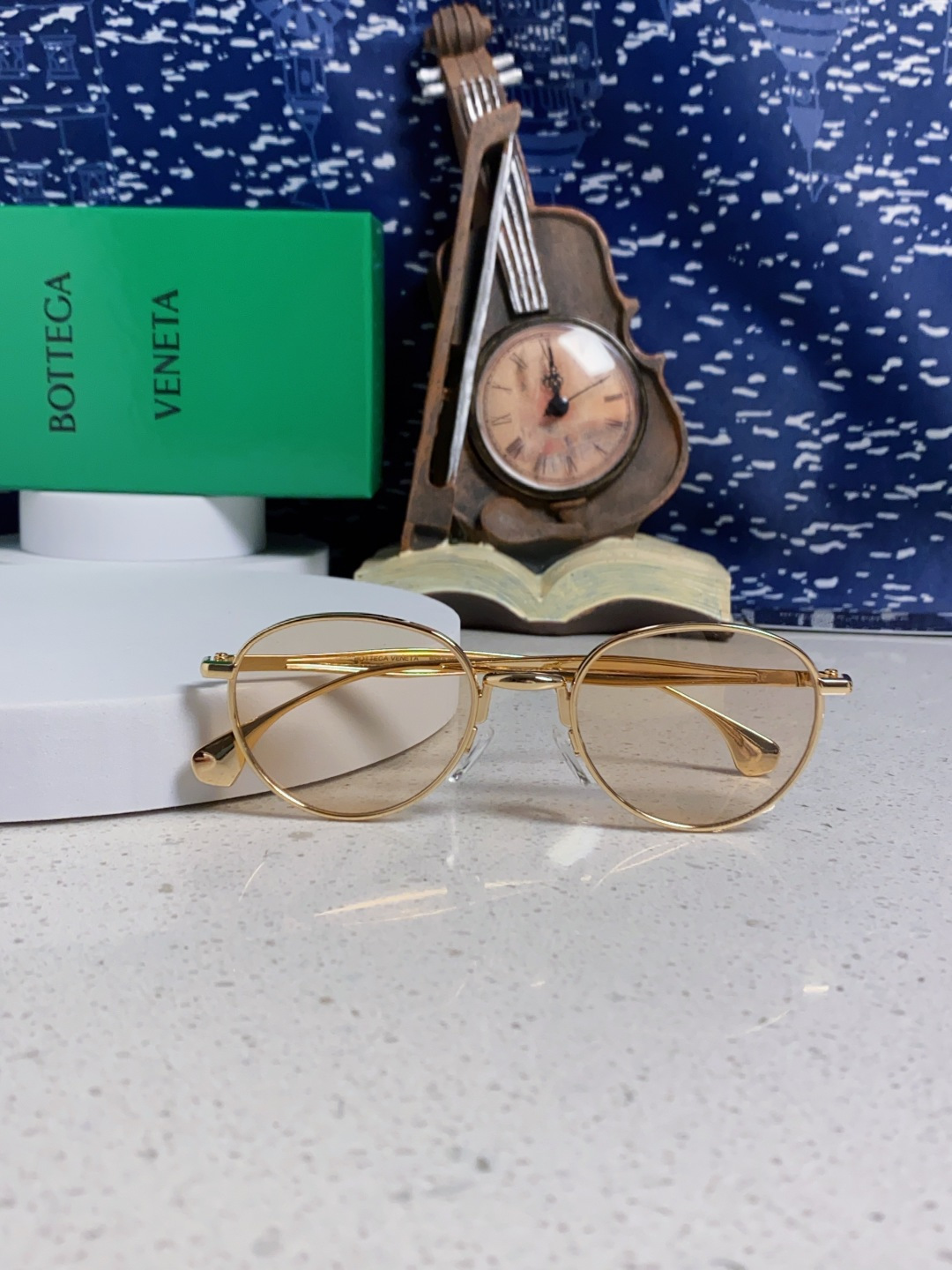 Bottega Veneta宝缇嘉 欧美时尚椭圆小框墨镜金属镜框跨境气质高级感轻奢太阳镜男女士眼镜 BV