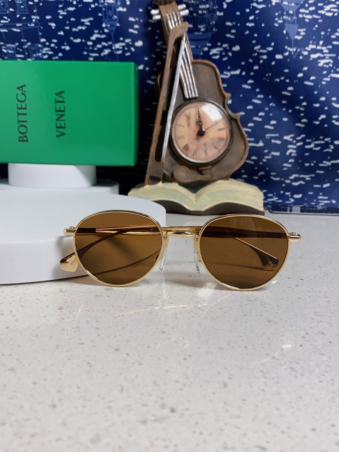Bottega Veneta宝缇嘉 欧美时尚椭圆小框墨镜金属镜框跨境气质高级感轻奢太阳镜男女士眼镜 BV