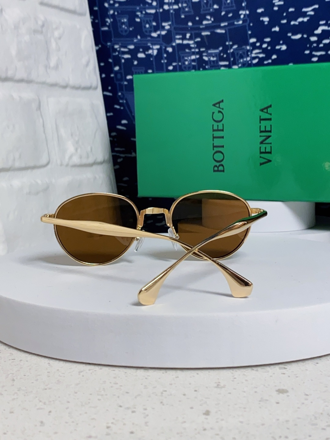 Bottega Veneta宝缇嘉 欧美时尚椭圆小框墨镜金属镜框跨境气质高级感轻奢太阳镜男女士眼镜 BV