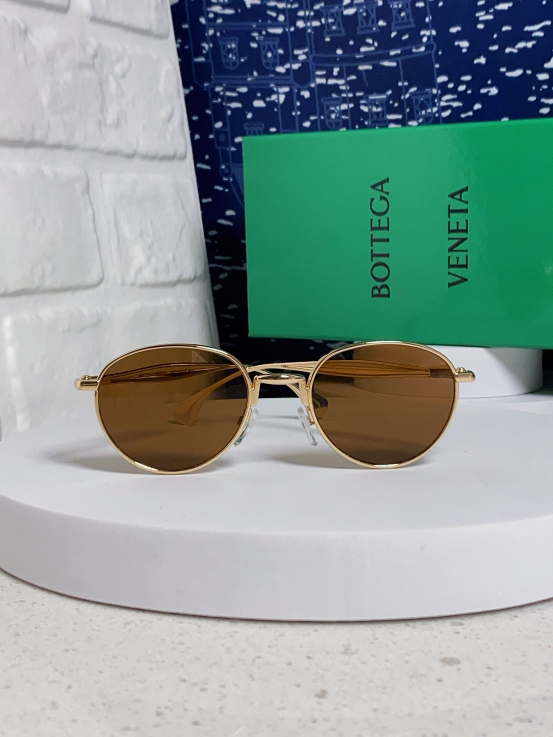 Bottega Veneta宝缇嘉 欧美时尚椭圆小框墨镜金属镜框跨境气质高级感轻奢太阳镜男女士眼镜 BV