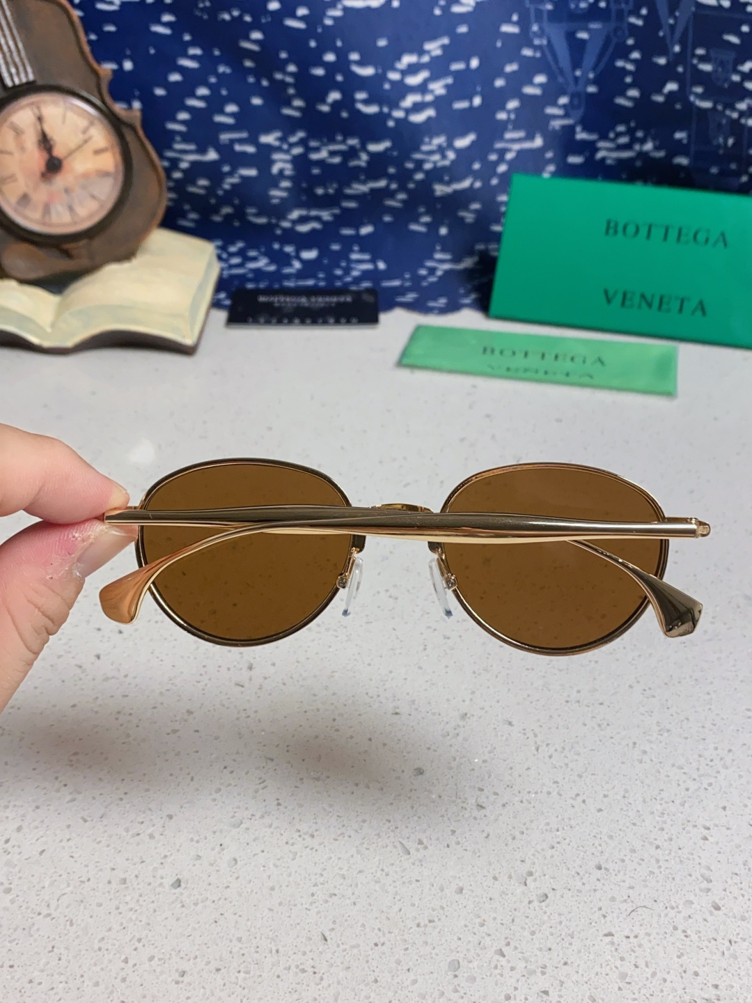 Bottega Veneta宝缇嘉 欧美时尚椭圆小框墨镜金属镜框跨境气质高级感轻奢太阳镜男女士眼镜 BV