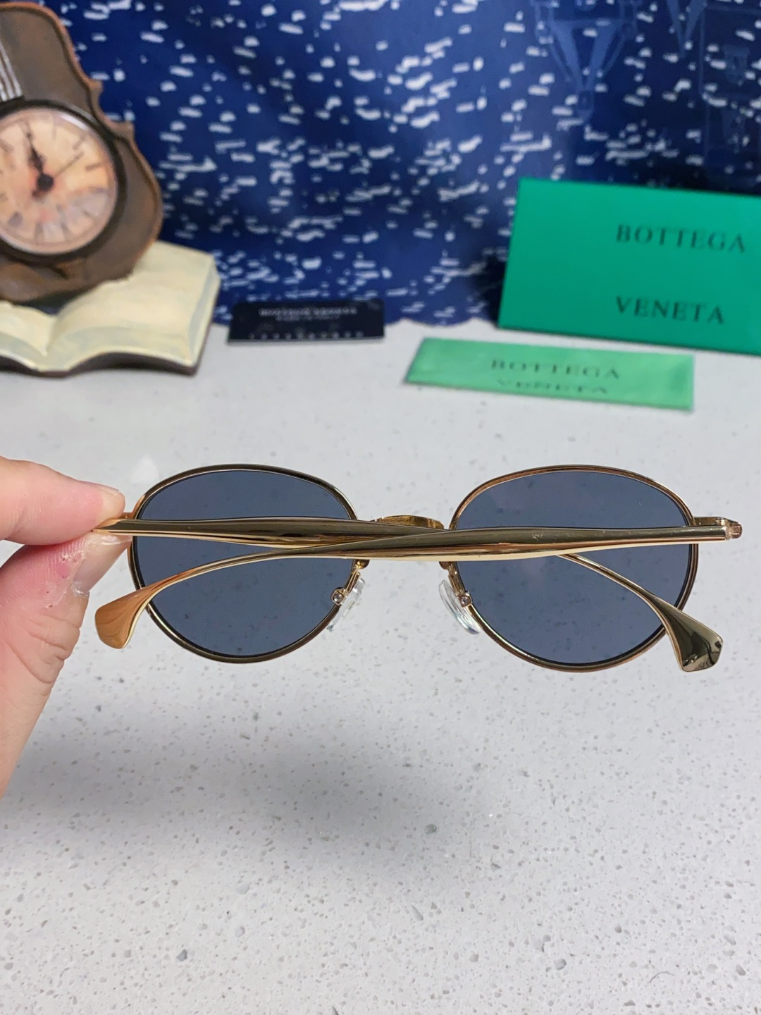 Bottega Veneta宝缇嘉 欧美时尚椭圆小框墨镜金属镜框跨境气质高级感轻奢太阳镜男女士眼镜 BV