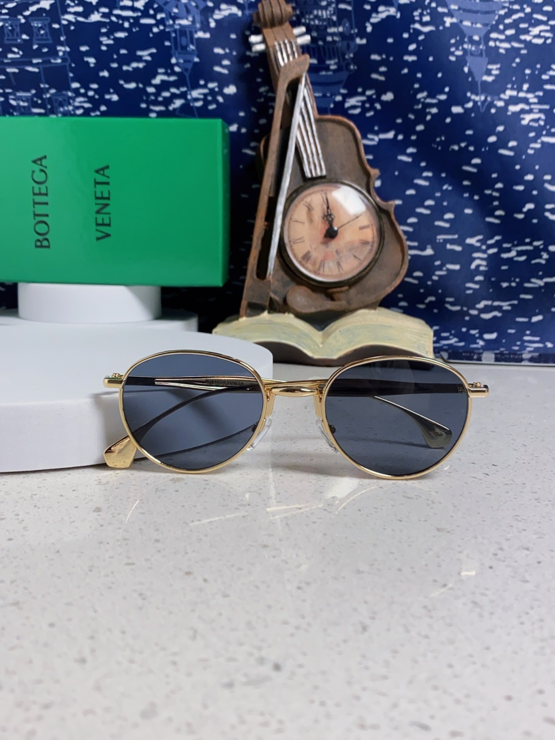 Bottega Veneta宝缇嘉 欧美时尚椭圆小框墨镜金属镜框跨境气质高级感轻奢太阳镜男女士眼镜 BV