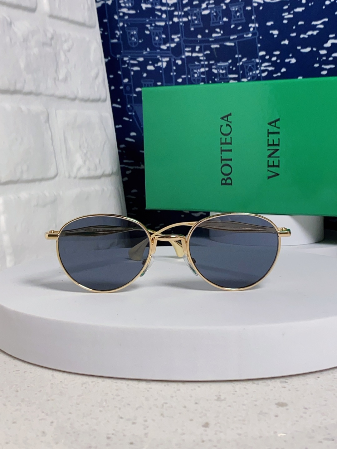 Bottega Veneta宝缇嘉 欧美时尚椭圆小框墨镜金属镜框跨境气质高级感轻奢太阳镜男女士眼镜 BV