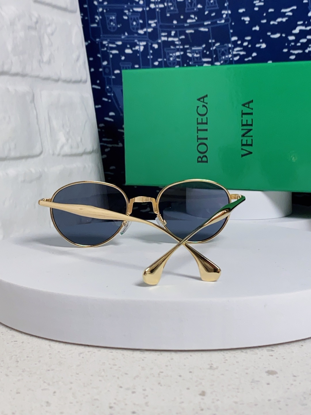 Bottega Veneta宝缇嘉 欧美时尚椭圆小框墨镜金属镜框跨境气质高级感轻奢太阳镜男女士眼镜 BV