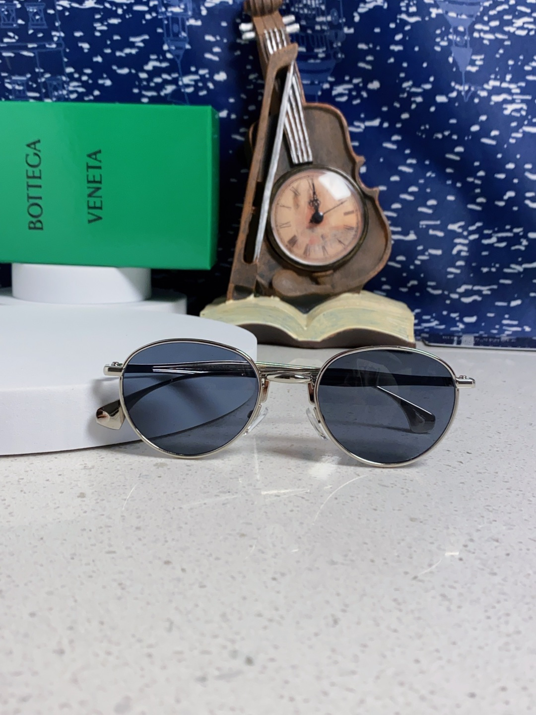 Bottega Veneta宝缇嘉 欧美时尚椭圆小框墨镜金属镜框跨境气质高级感轻奢太阳镜男女士眼镜 BV