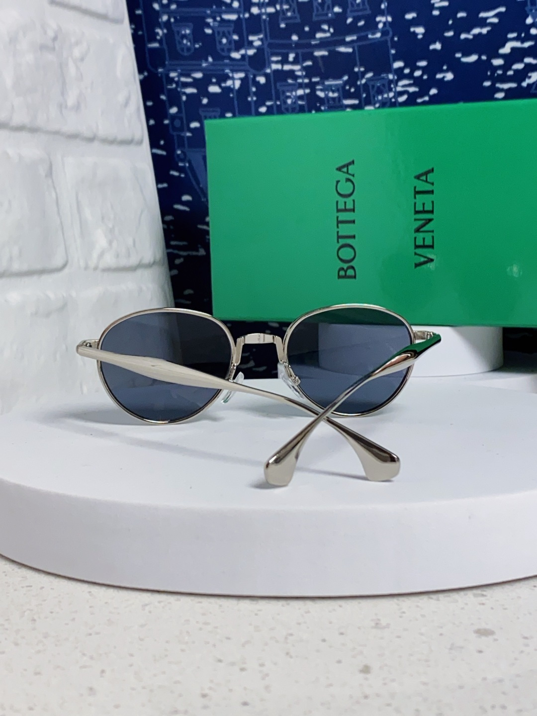 Bottega Veneta宝缇嘉 欧美时尚椭圆小框墨镜金属镜框跨境气质高级感轻奢太阳镜男女士眼镜 BV