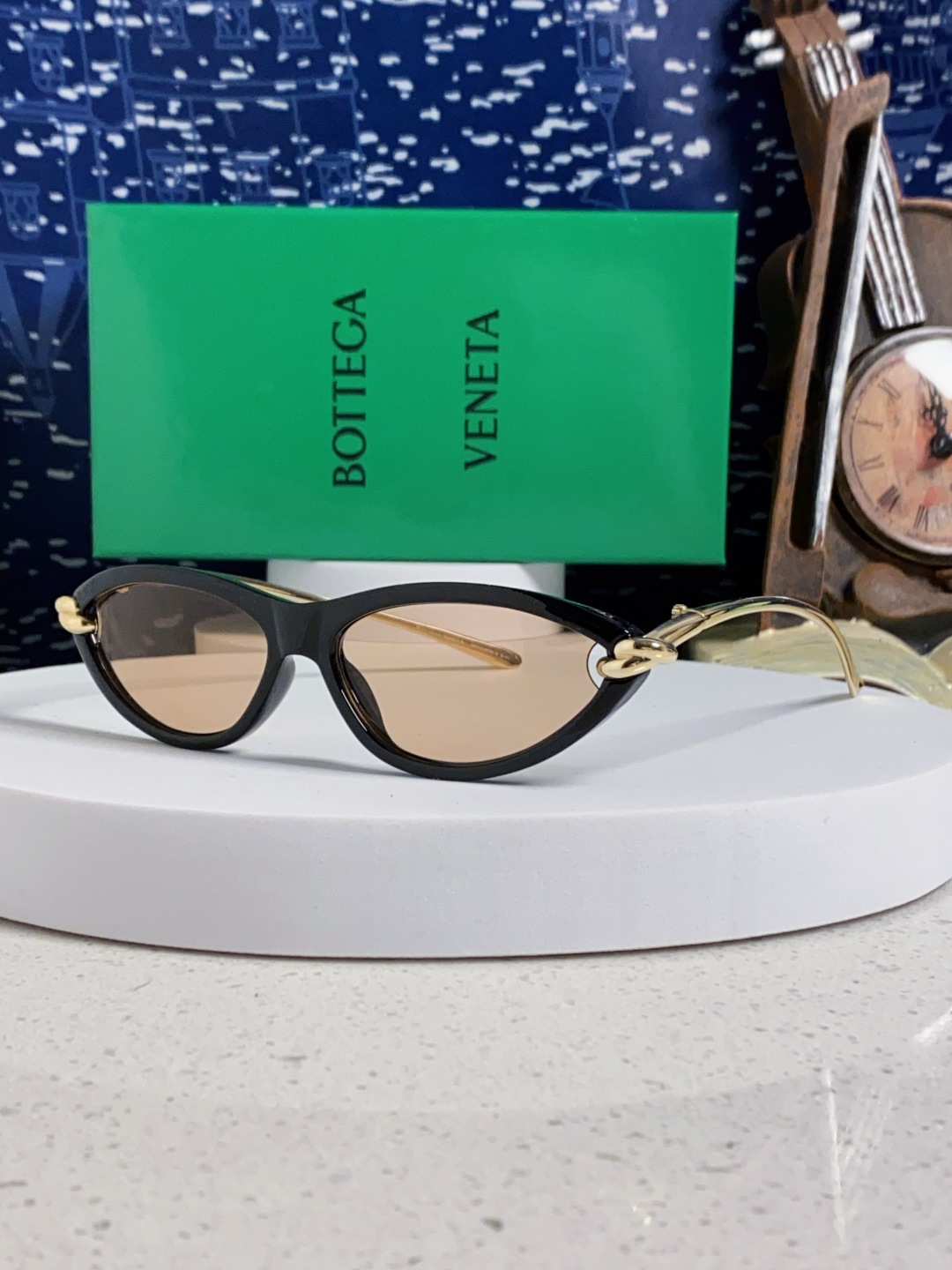 Bottega Veneta宝缇嘉 新款夏季女士镂空猫眼防晒太阳眼镜跨境欧美嘻哈搞怪绳结镜腿墨镜 BV1