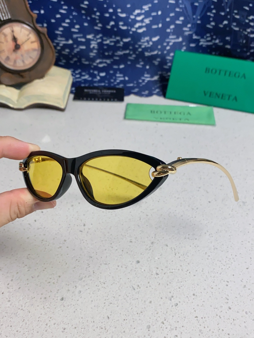 Bottega Veneta宝缇嘉 新款夏季女士镂空猫眼防晒太阳眼镜跨境欧美嘻哈搞怪绳结镜腿墨镜 BV1