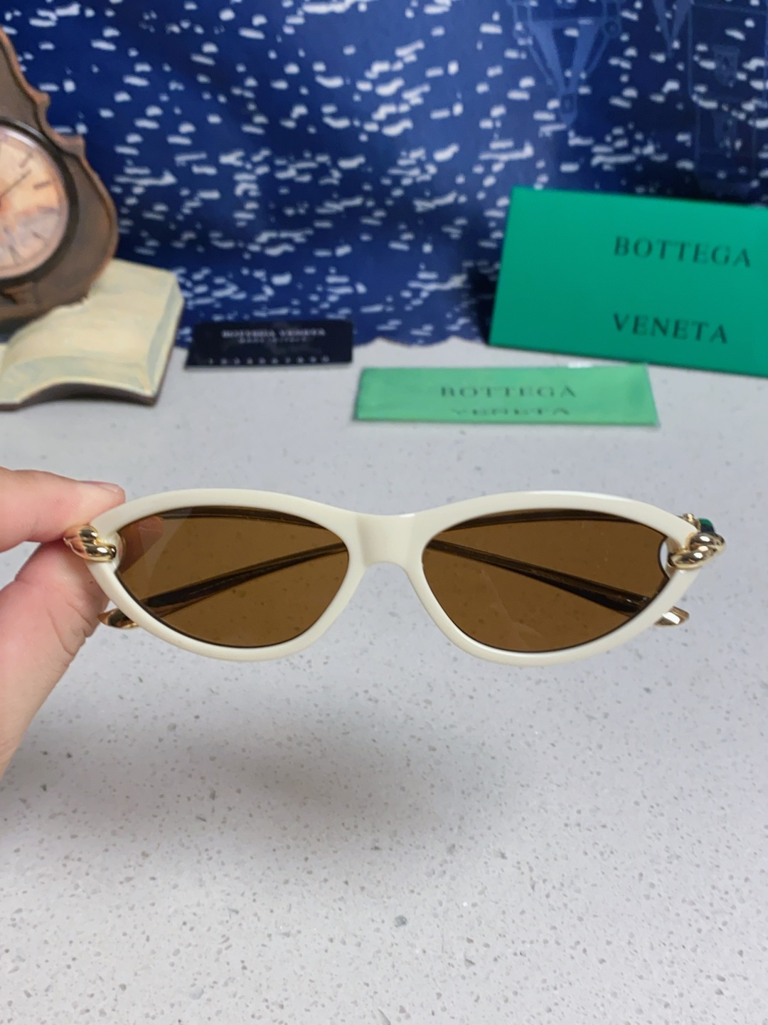 Bottega Veneta宝缇嘉 新款夏季女士镂空猫眼防晒太阳眼镜跨境欧美嘻哈搞怪绳结镜腿墨镜 BV1