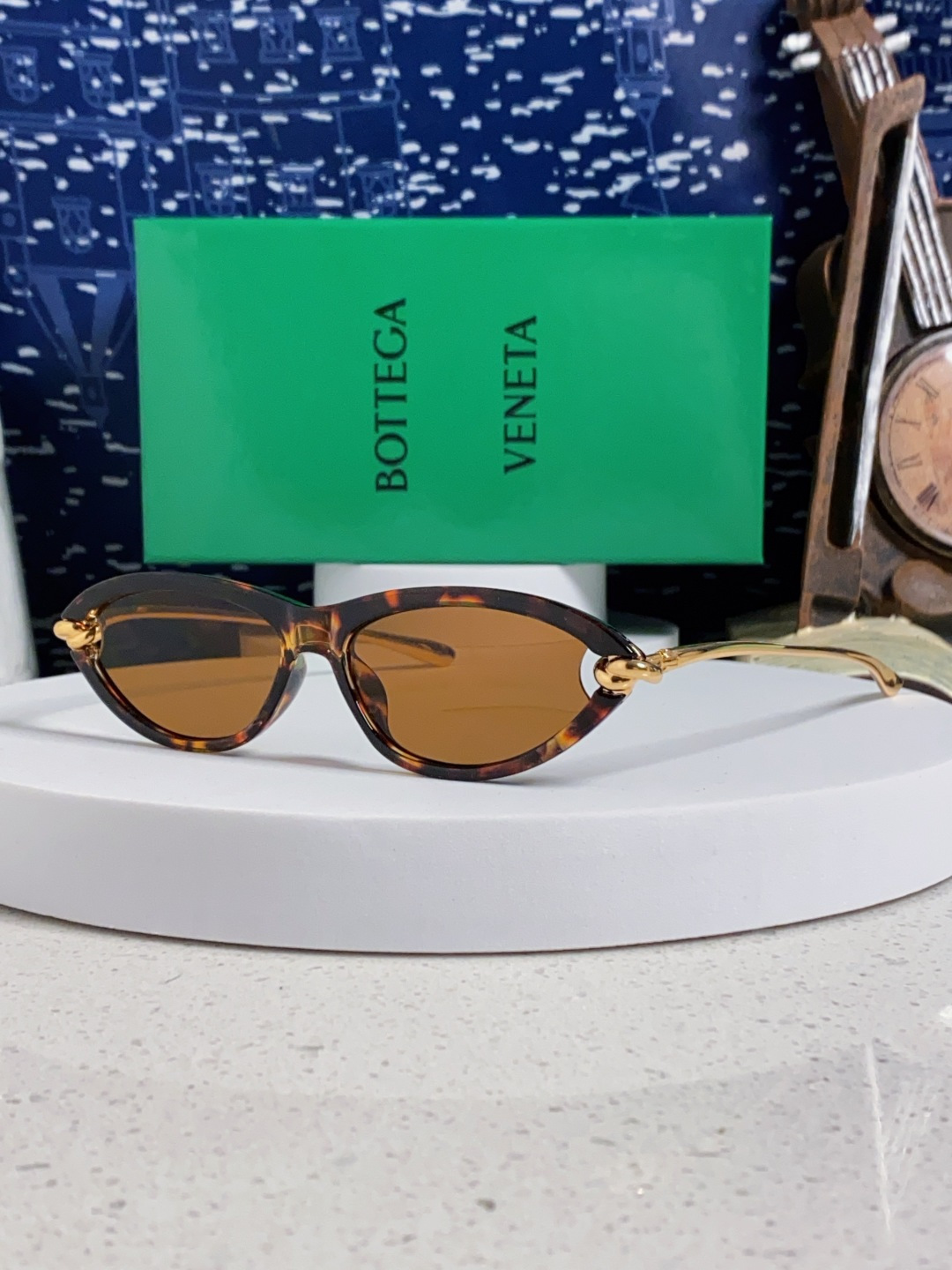 Bottega Veneta宝缇嘉 新款夏季女士镂空猫眼防晒太阳眼镜跨境欧美嘻哈搞怪绳结镜腿墨镜 BV1