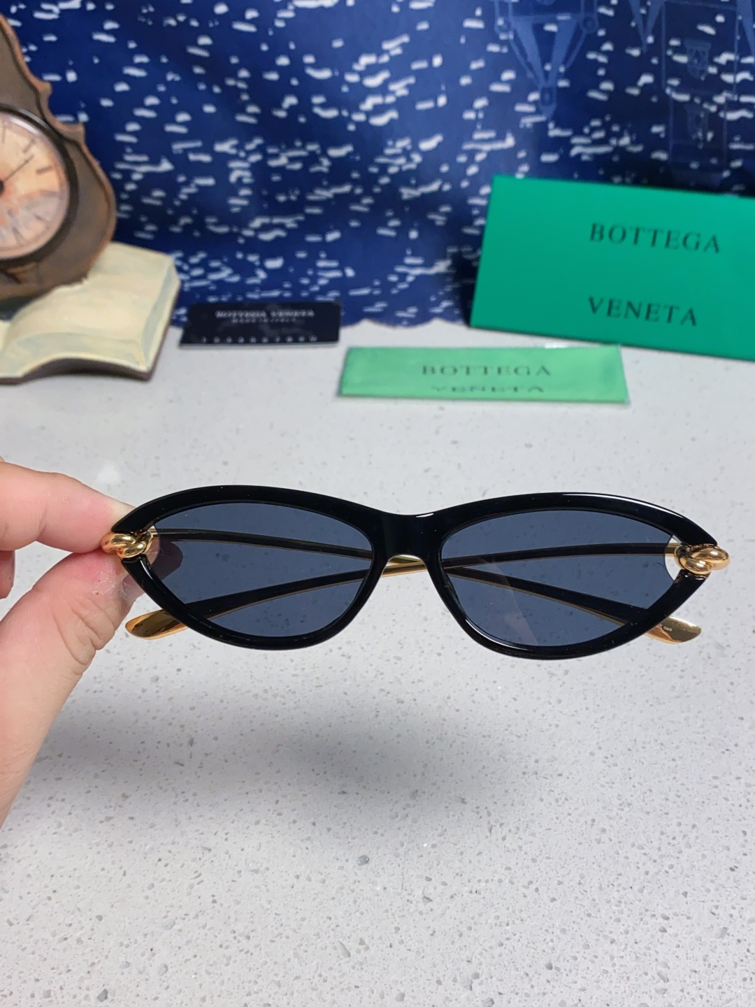 Bottega Veneta宝缇嘉 新款夏季女士镂空猫眼防晒太阳眼镜跨境欧美嘻哈搞怪绳结镜腿墨镜 BV1