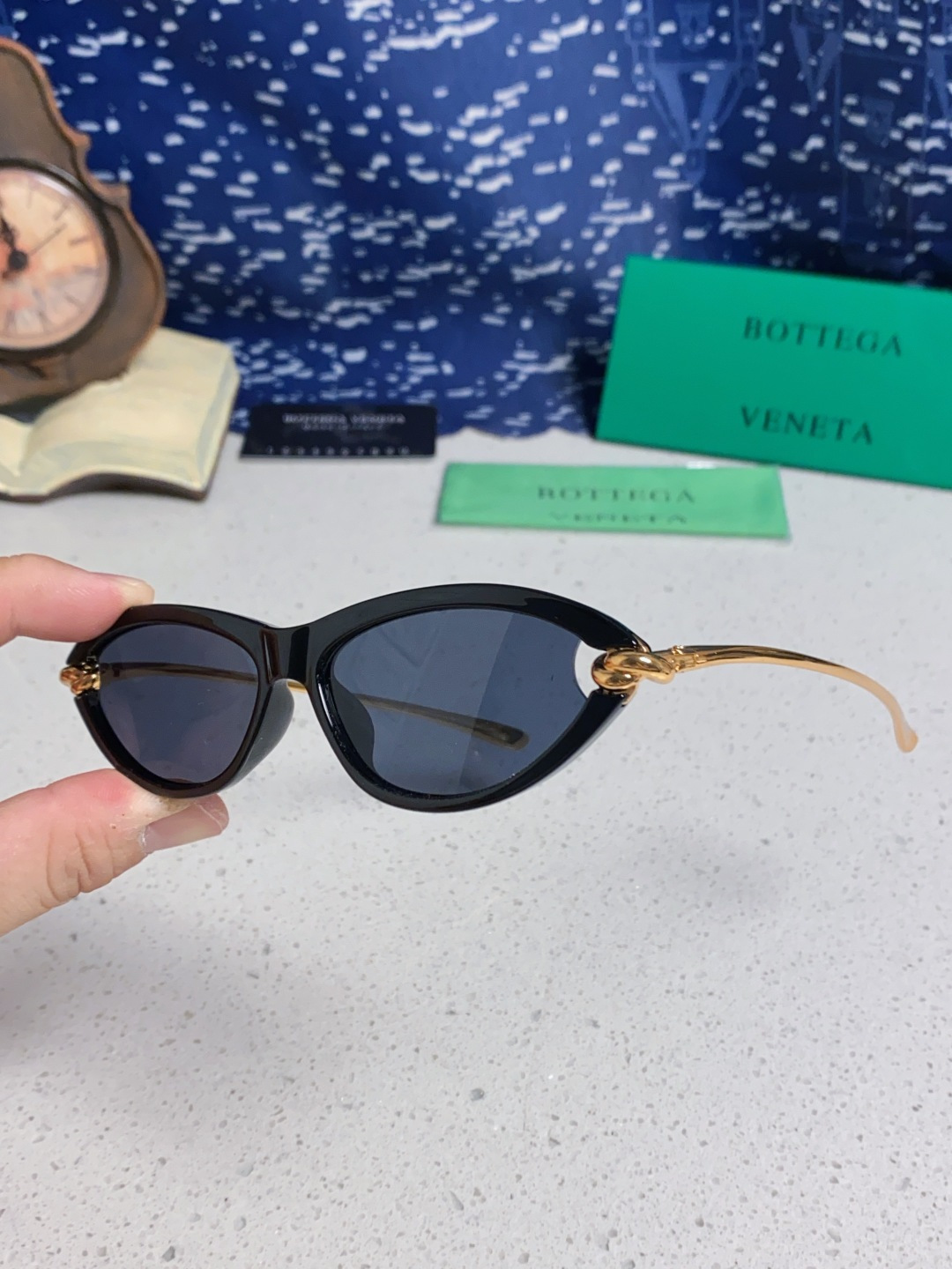 Bottega Veneta宝缇嘉 新款夏季女士镂空猫眼防晒太阳眼镜跨境欧美嘻哈搞怪绳结镜腿墨镜 BV1