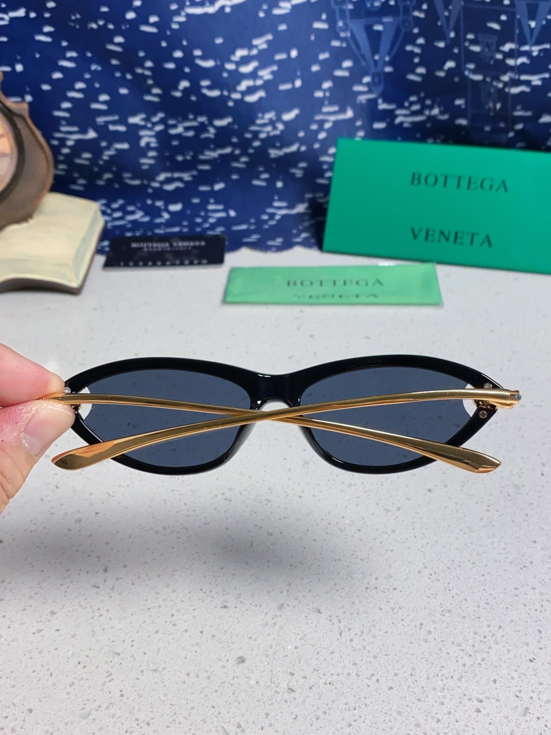 Bottega Veneta宝缇嘉 新款夏季女士镂空猫眼防晒太阳眼镜跨境欧美嘻哈搞怪绳结镜腿墨镜 BV1