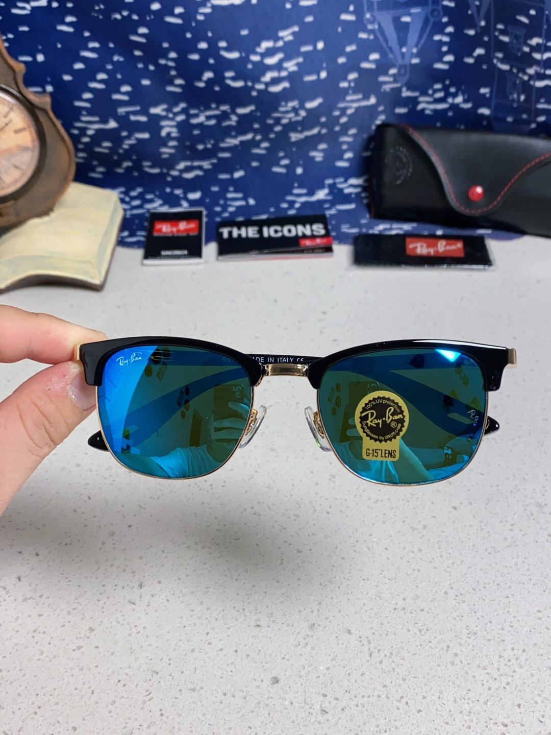 RayBan雷朋法拉利联名 2025新款 复古半框墨镜派对达人眉毛架太阳镜男女款 钢化玻璃镜片 情侣墨镜